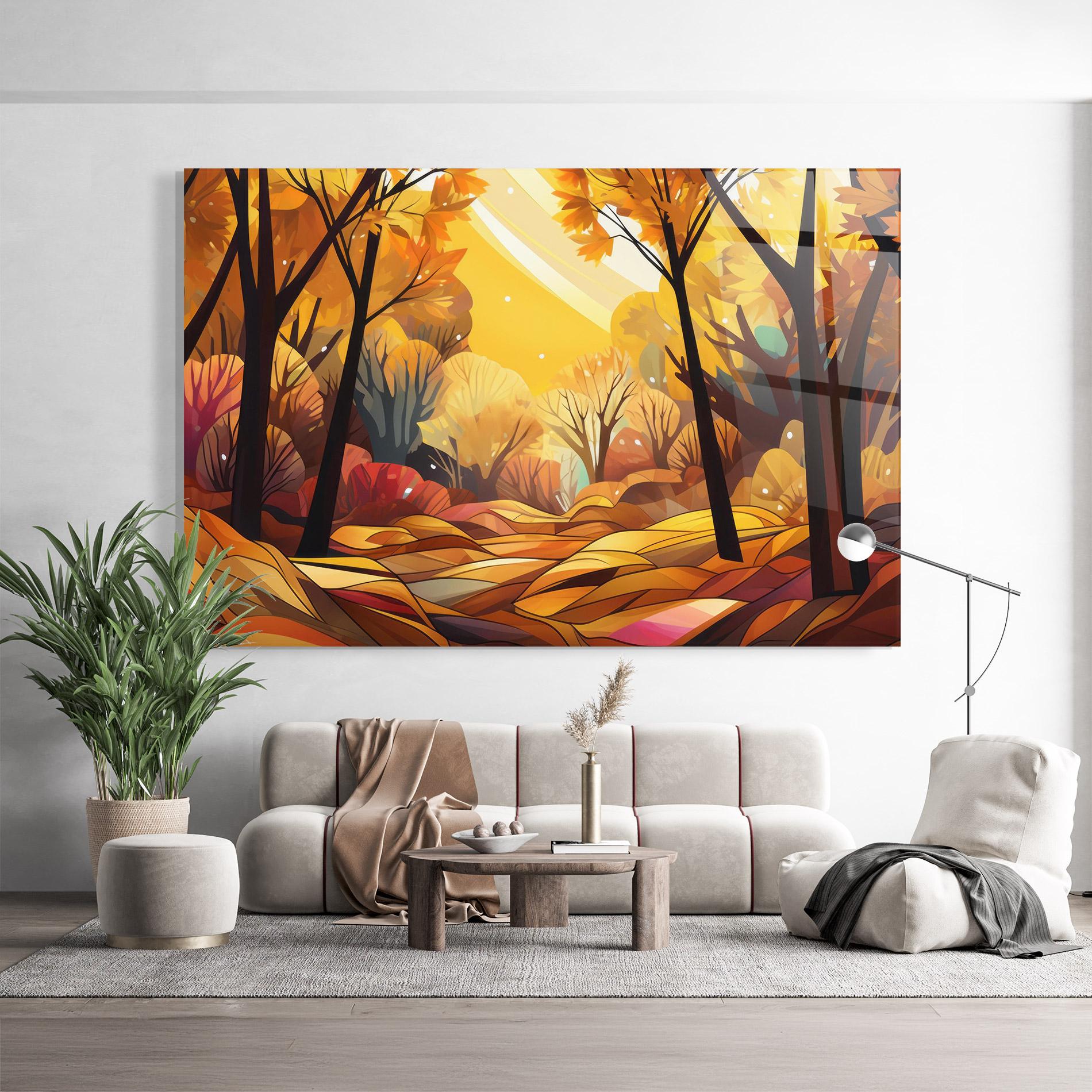 Tablou Sticla Autumn Forest Art mockup 9