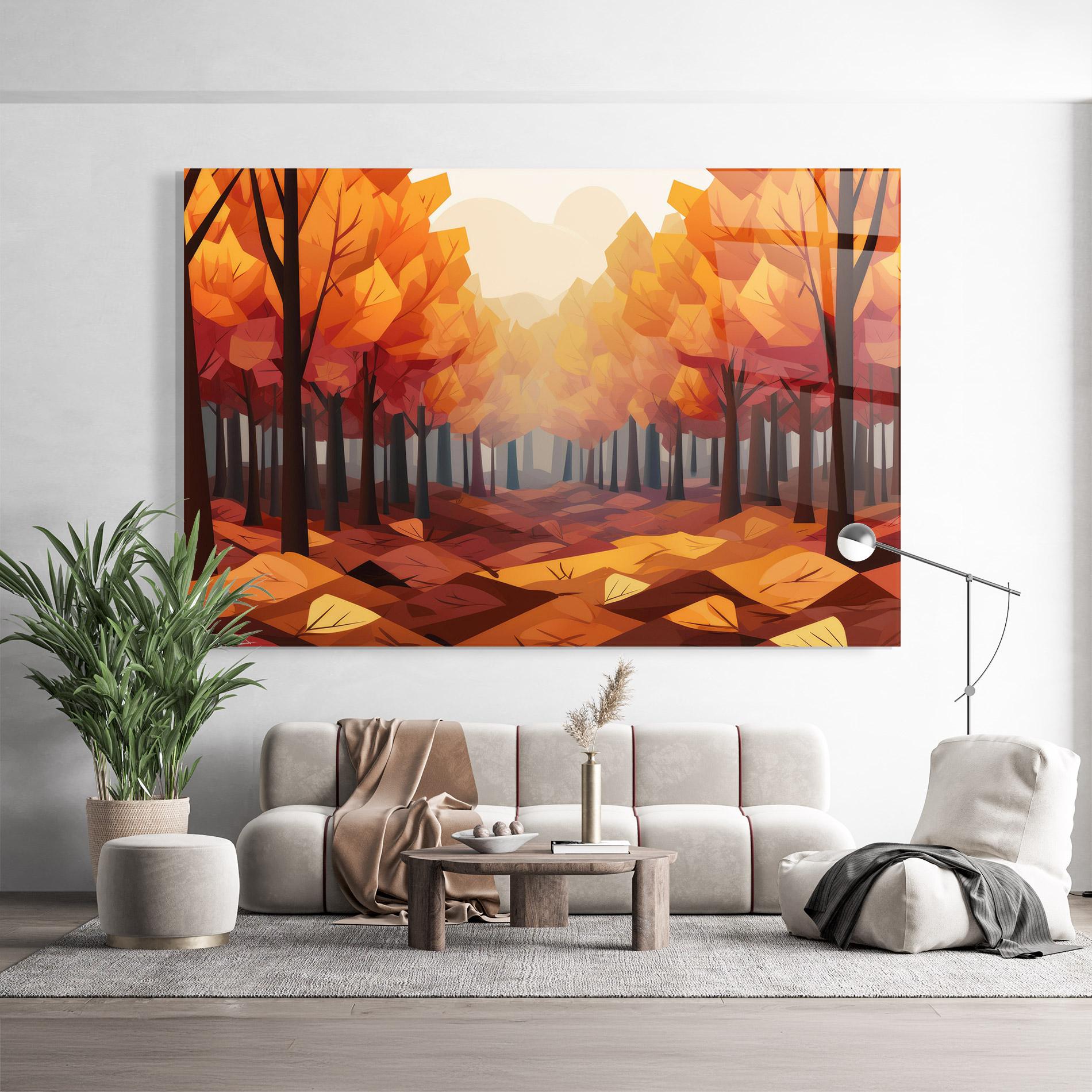 Tablou Sticla Autumn Forest View mockup 9