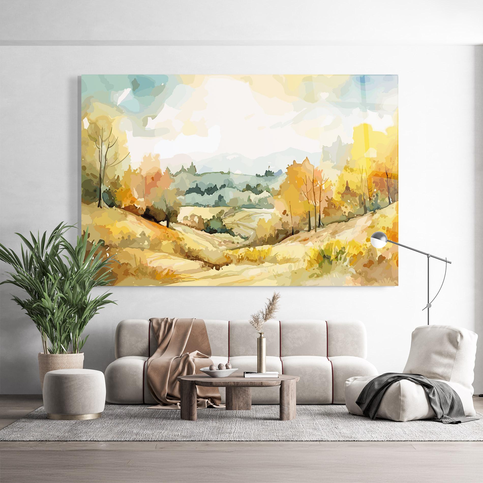 Tablou Sticla Green Yellow Autumn mockup 9