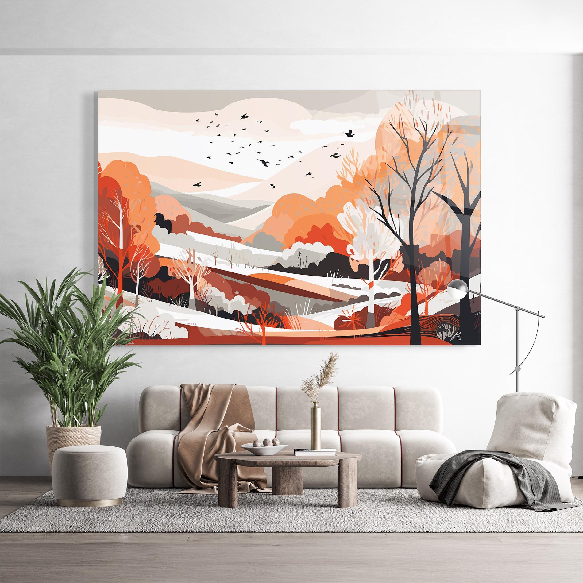 Tablou Sticla Grey Orange Autumn mockup 9