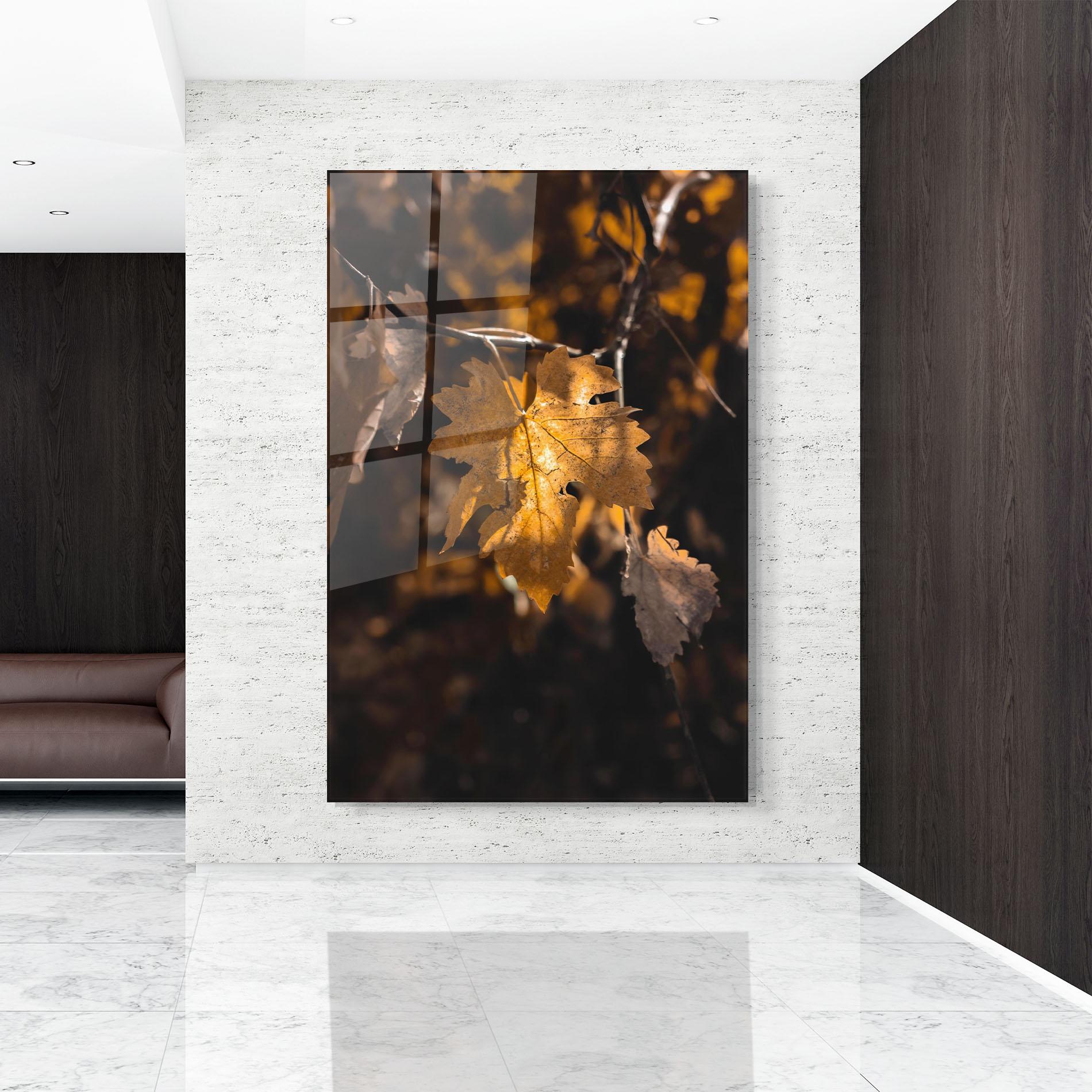 Tablou Sticla Autumn Brown Leaf mockup 9