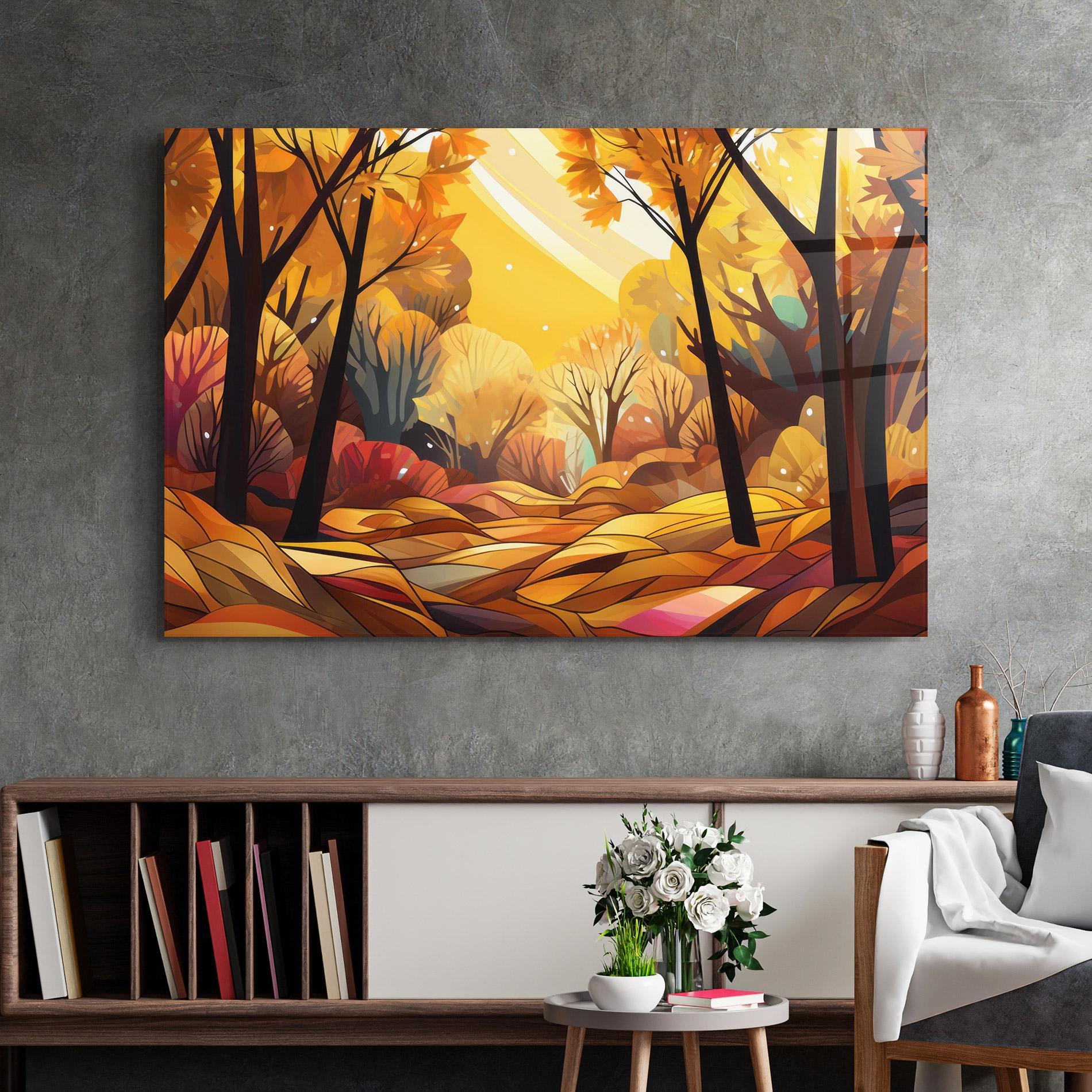 Tablou Sticla Autumn Forest Art mockup 2
