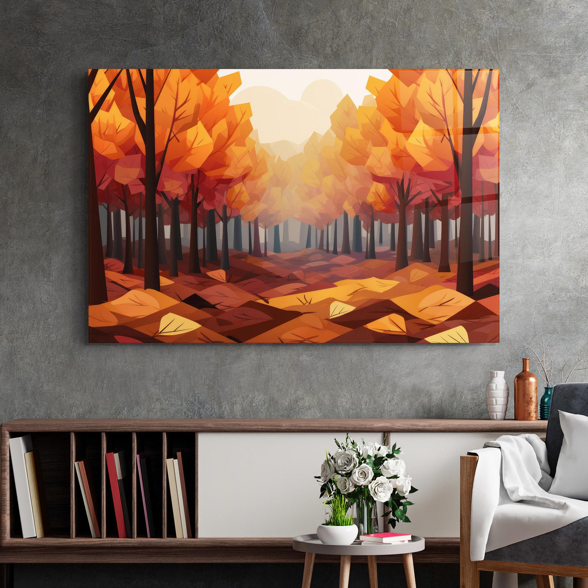 Tablou Sticla Autumn Forest View mockup 2