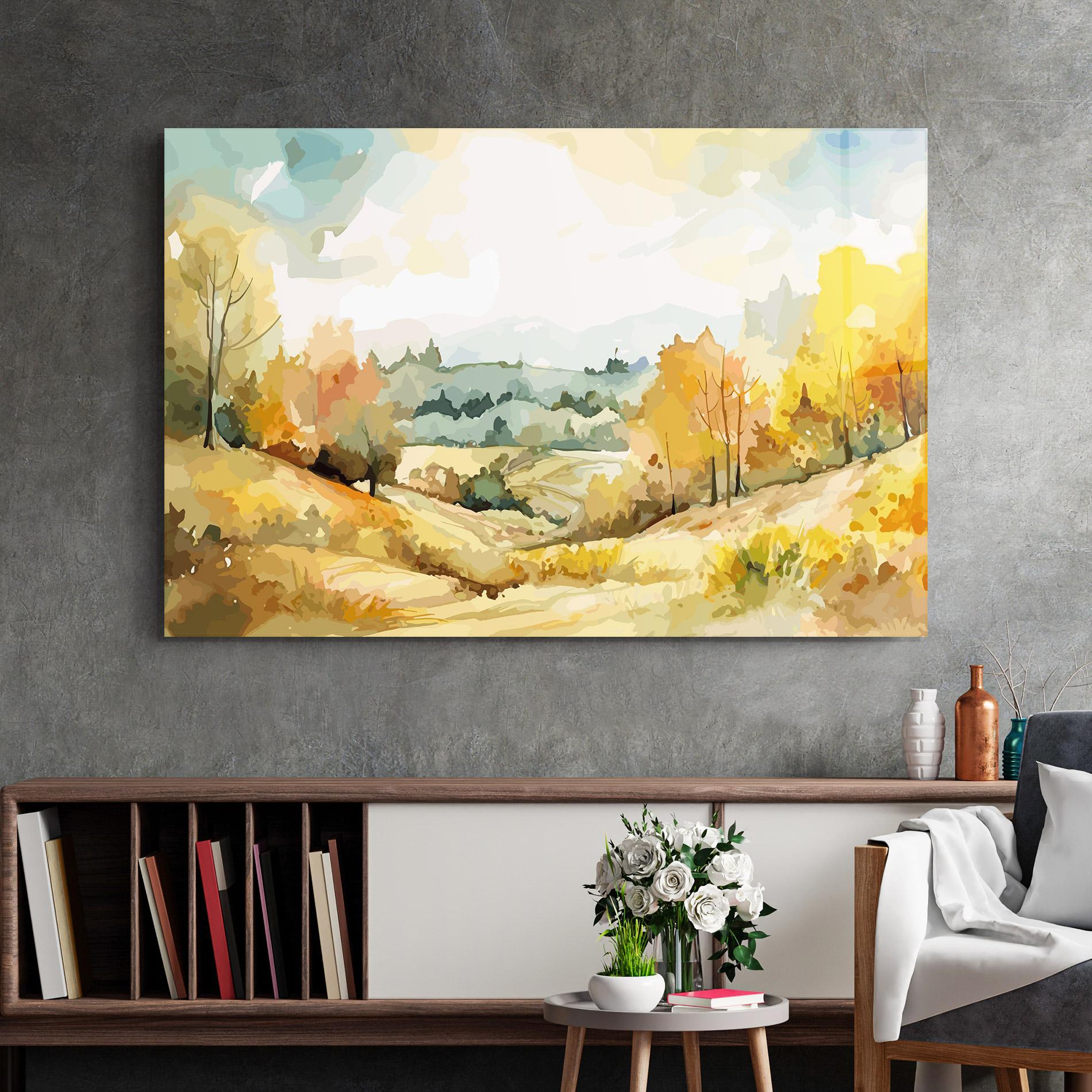 Tablou Sticla Green Yellow Autumn mockup 2