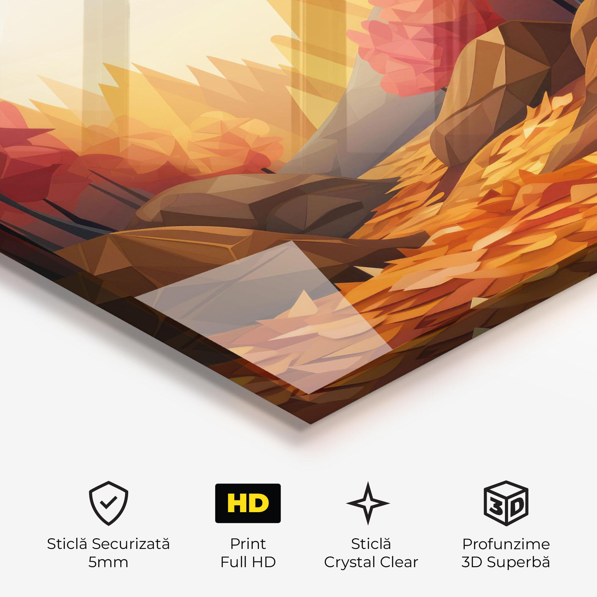 Tablou Sticla Autumn Orange Forest mockup 3
