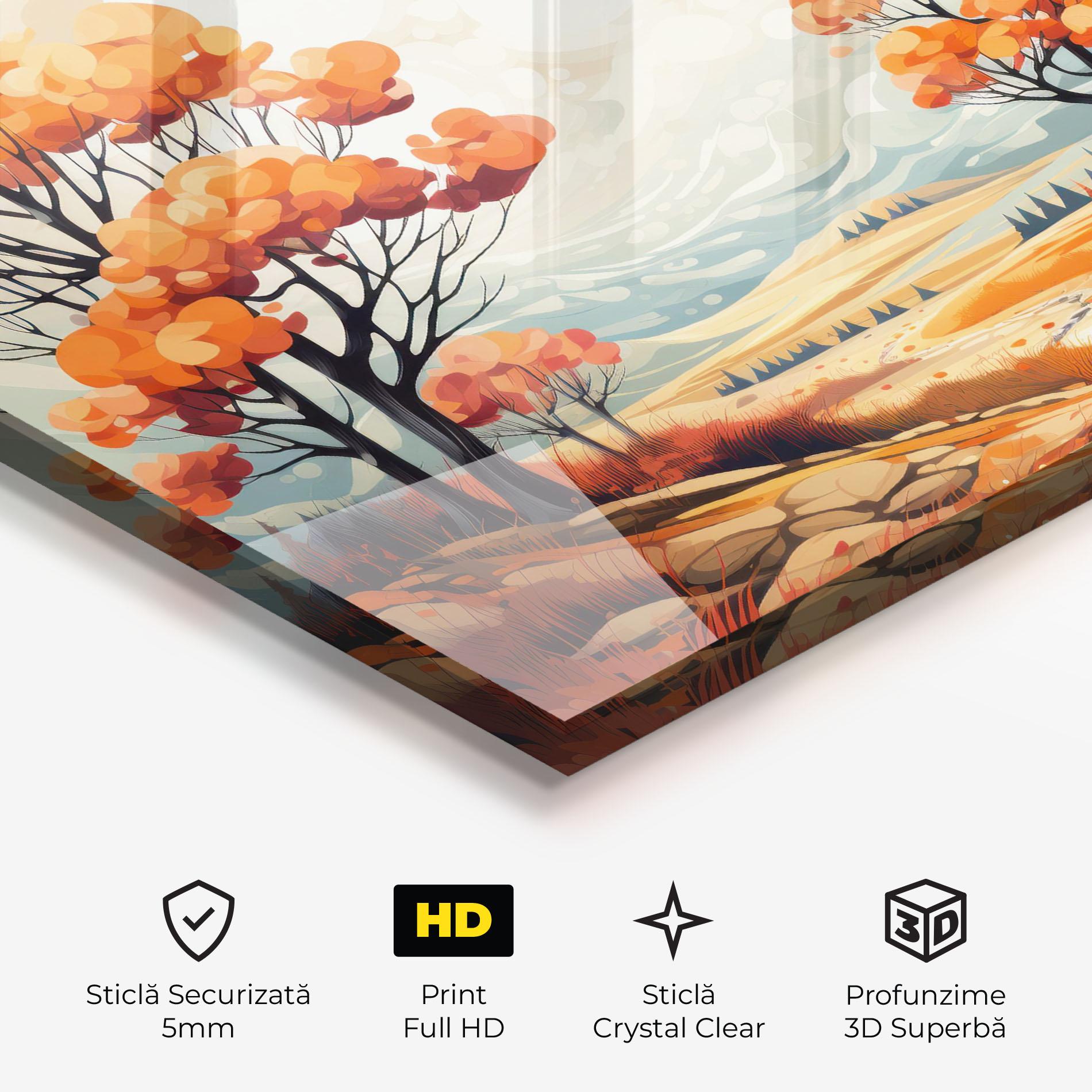 Tablou Sticla Autumn Tree Painting mockup 3