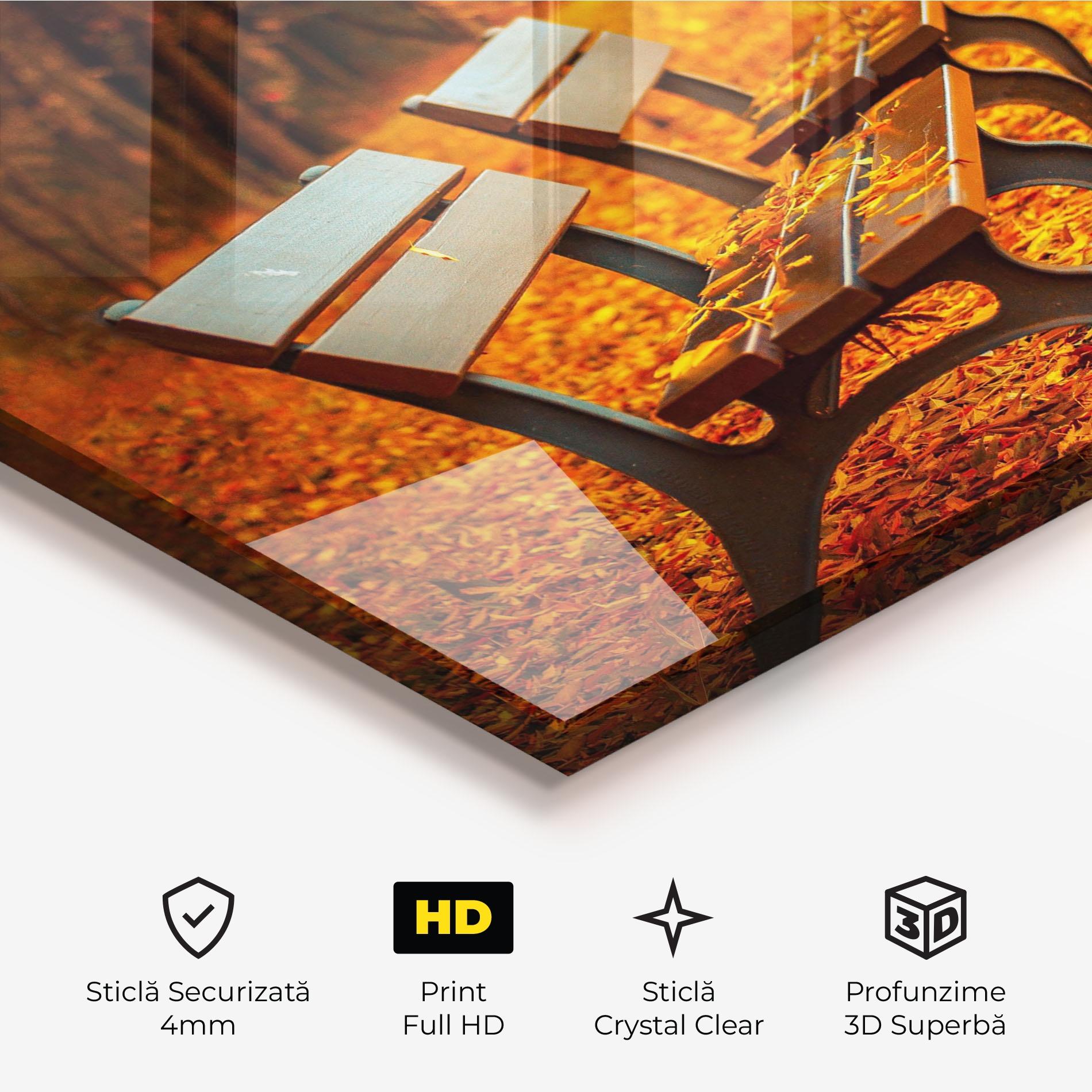 Tablou Sticla Autumn Bench View mockup 3