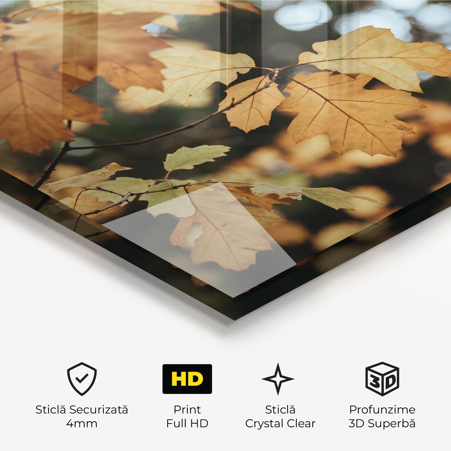 Tablou Sticla Brown Leaves mockup 3