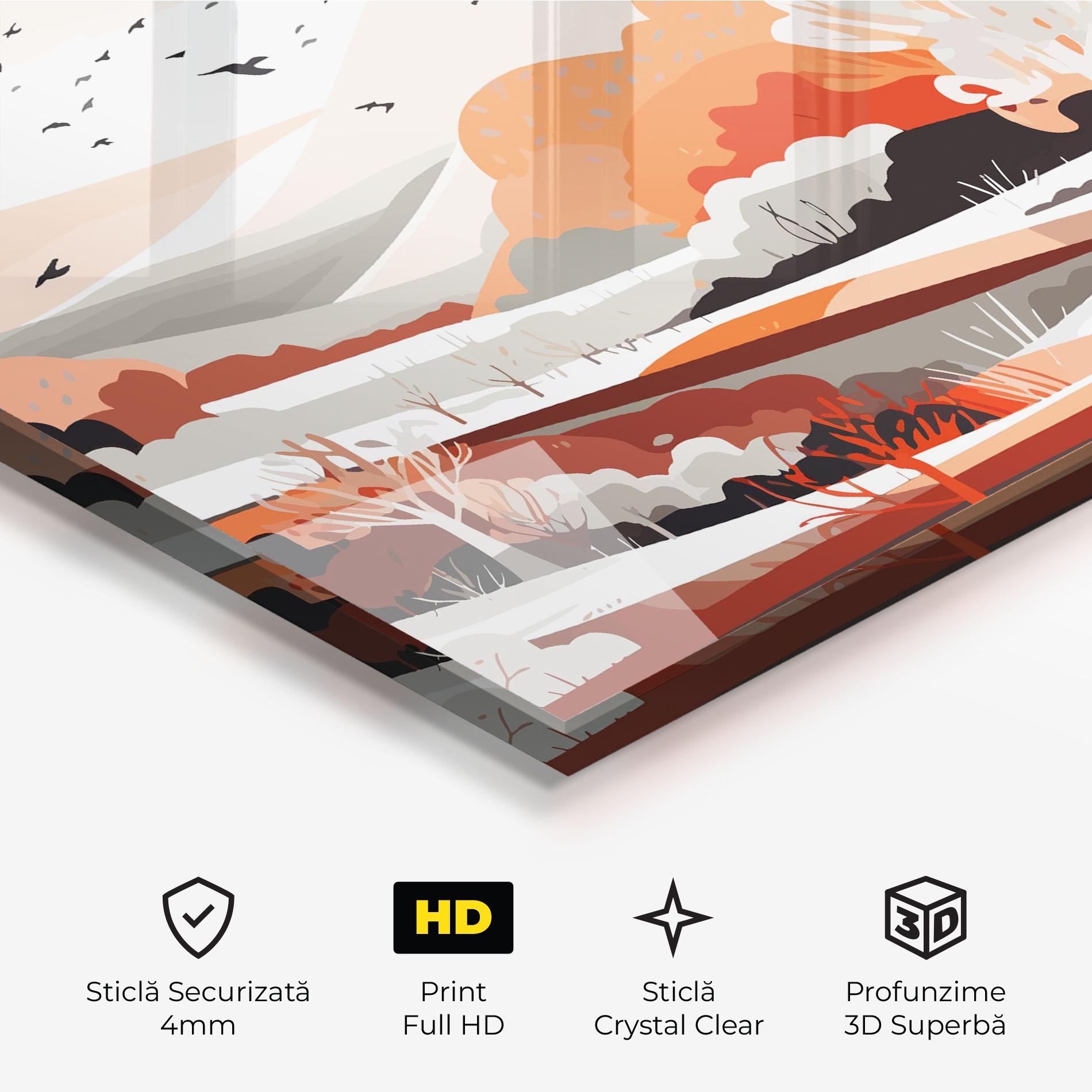 Tablou Sticla Grey Orange Autumn mockup 3