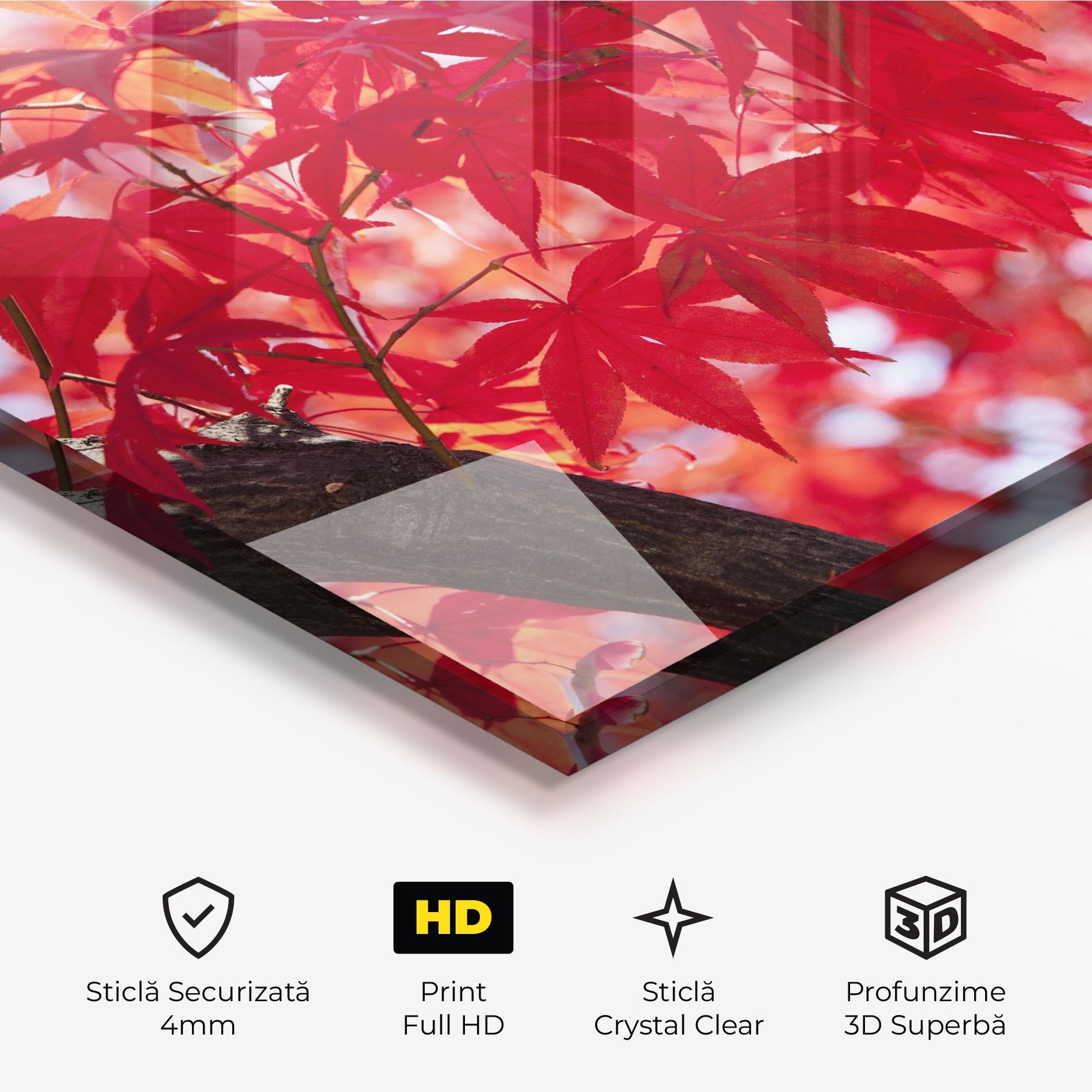Tablou Sticla Pretty Red Leaves mockup 3