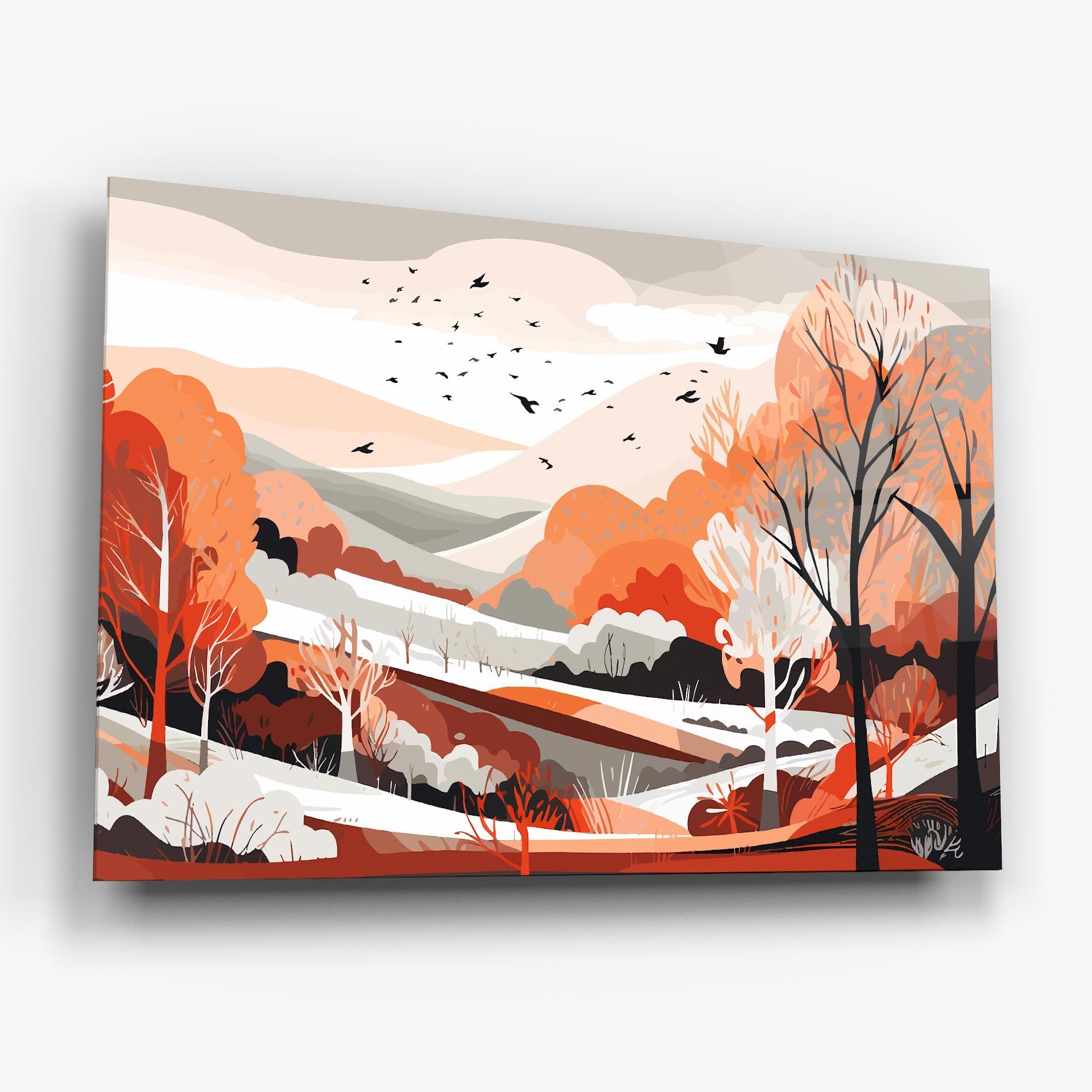 Tablou Sticla Grey Orange Autumn mockup 6