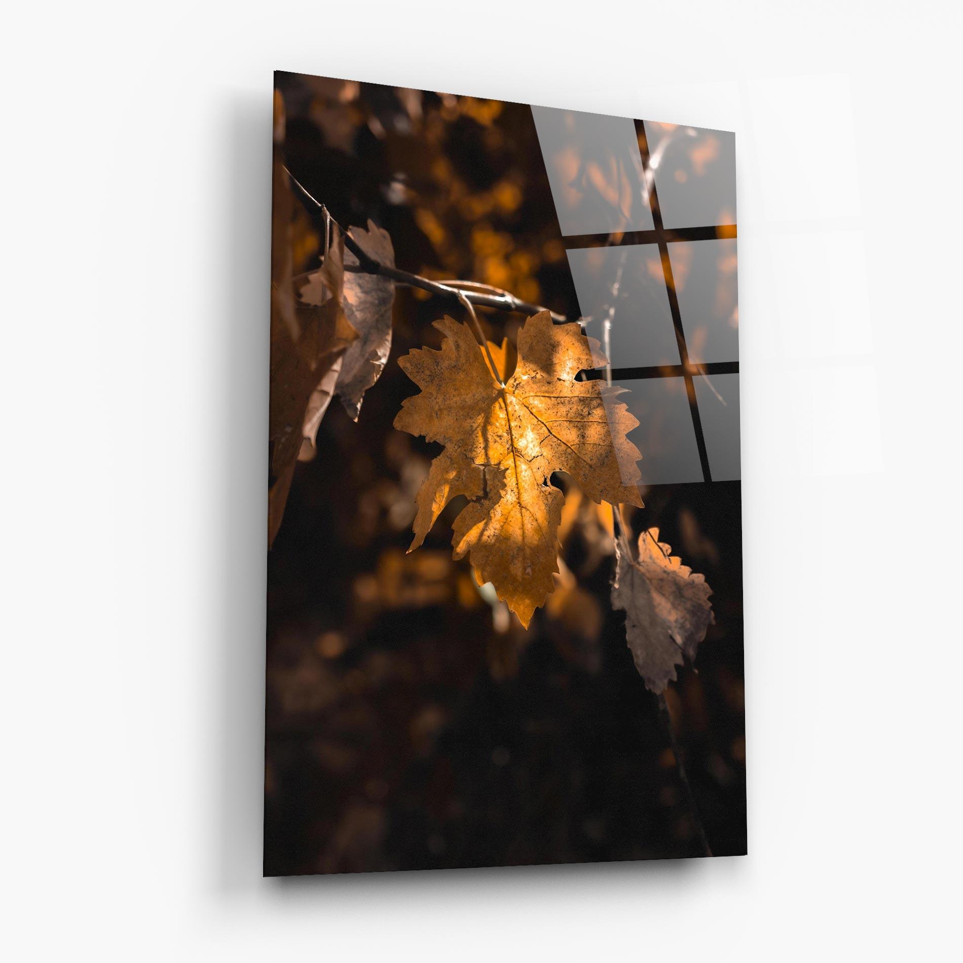 Tablou Sticla Autumn Brown Leaf mockup 6