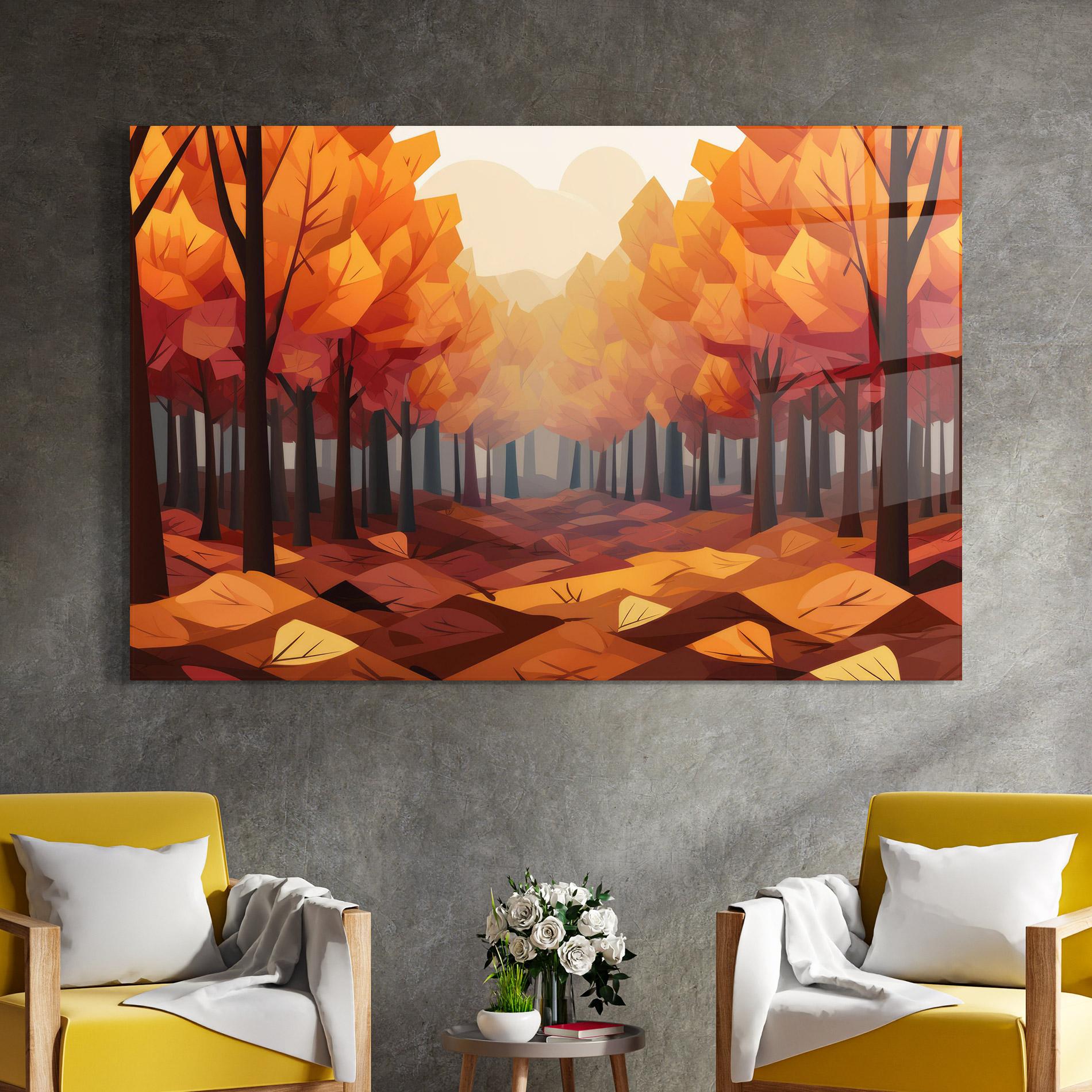 Tablou Sticla Autumn Forest View mockup 4