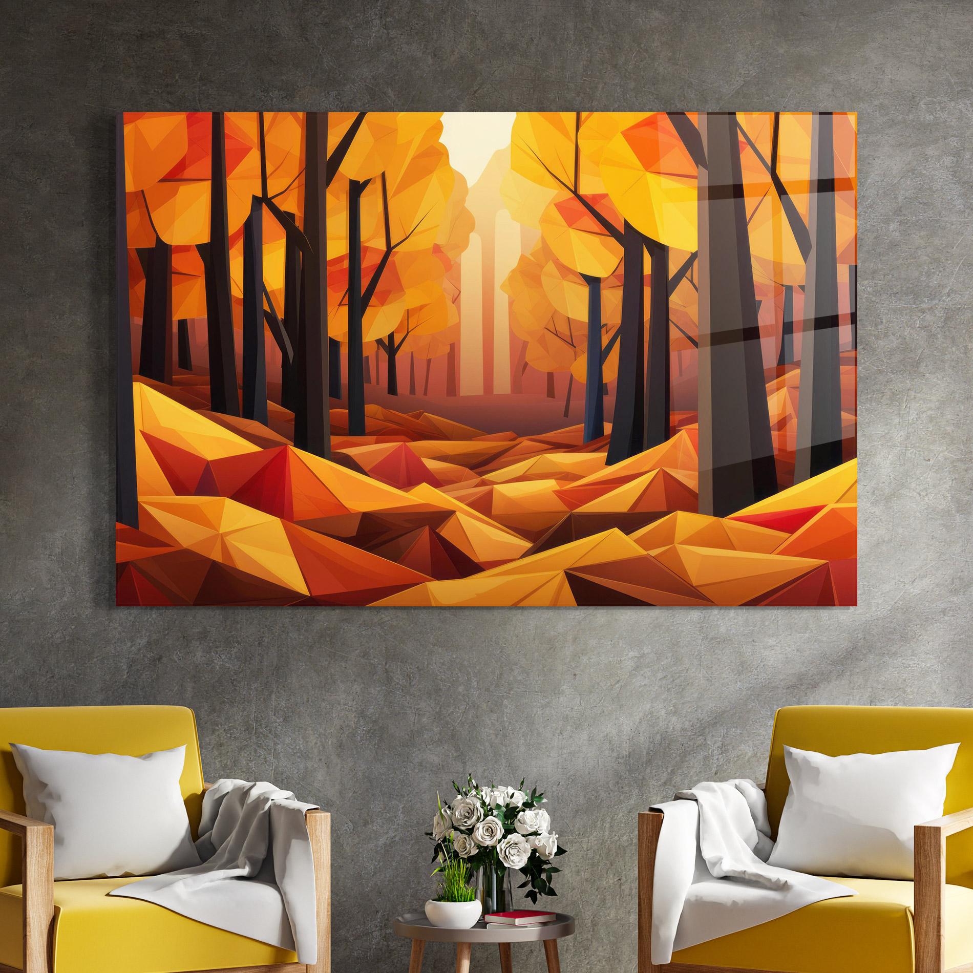 Tablou Sticla Autumn Shapes mockup 4