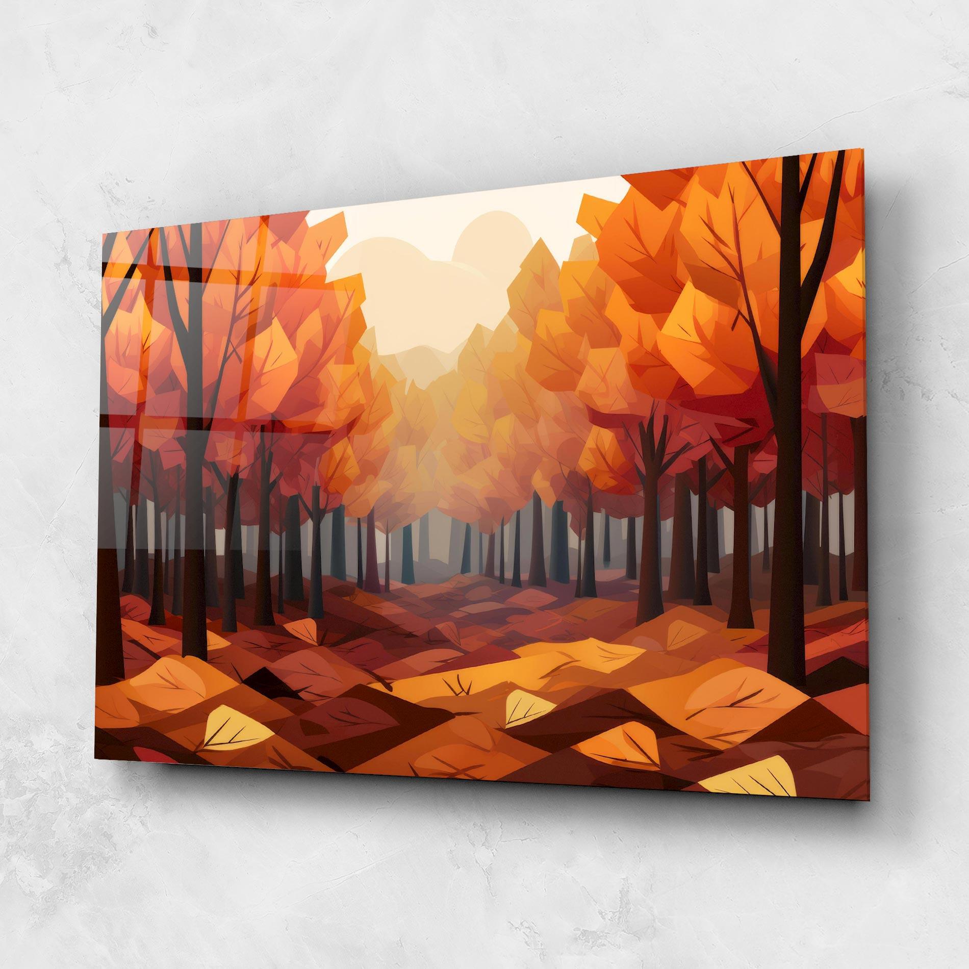 Tablou Sticla Autumn Forest View mockup 1