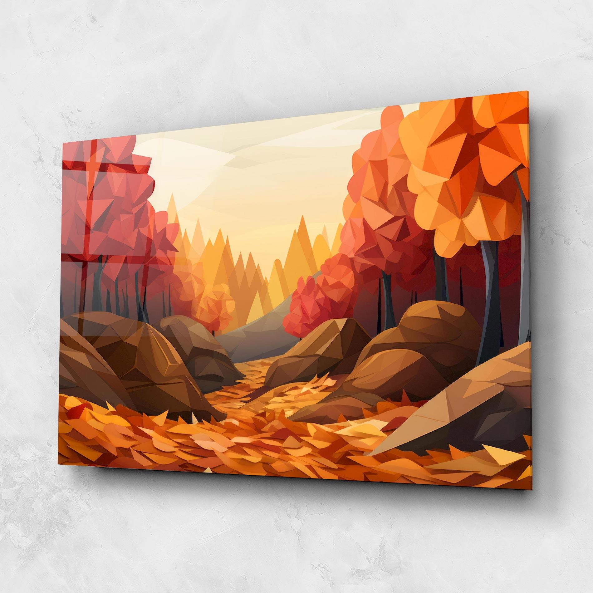 Tablou Sticla Autumn Orange Forest mockup 1