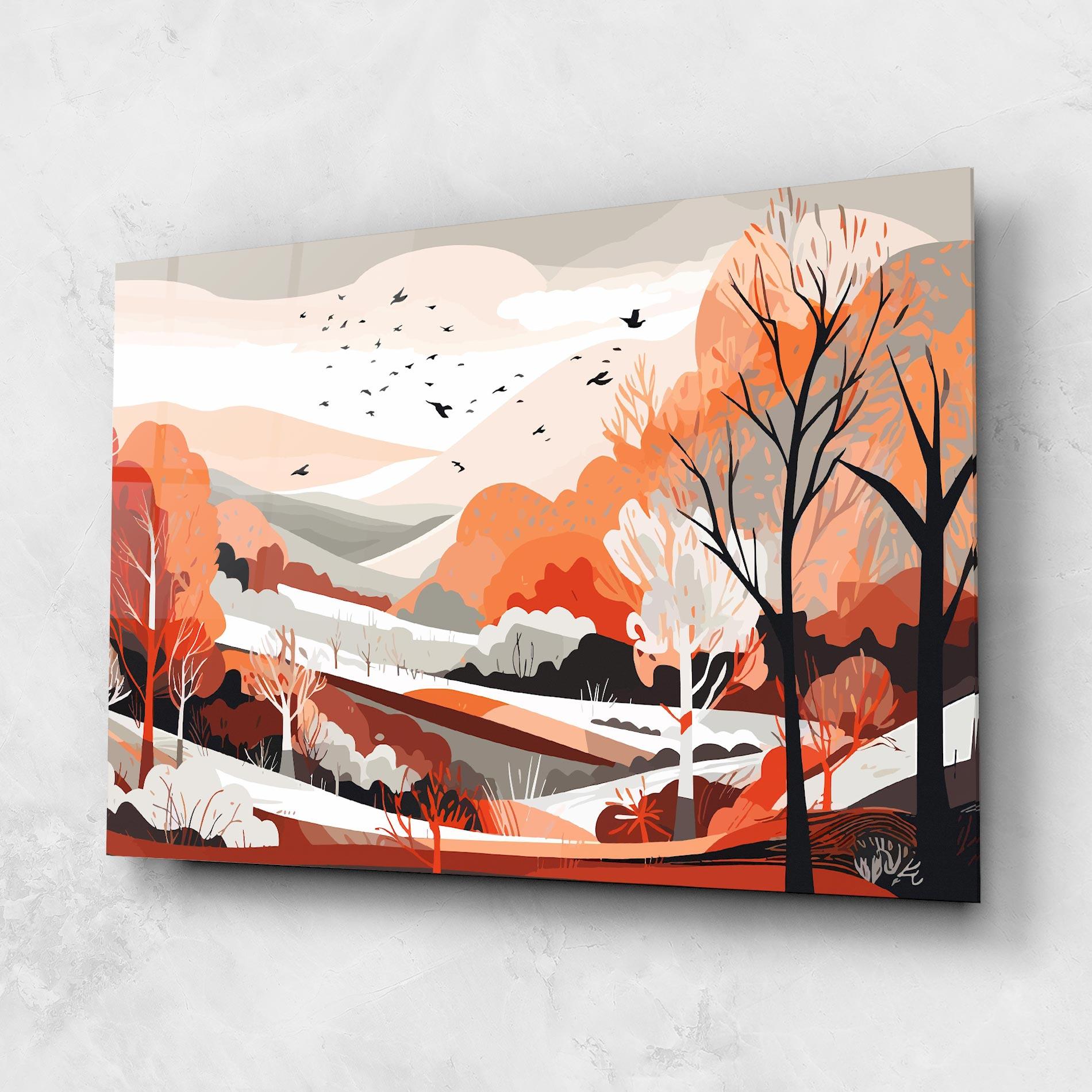 Tablou Sticla Grey Orange Autumn mockup 1