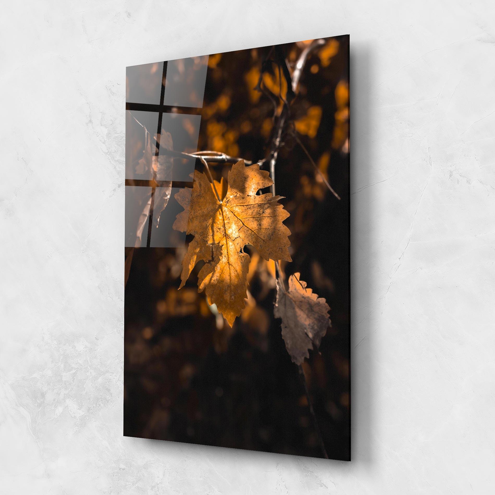 Tablou Sticla Autumn Brown Leaf mockup 1