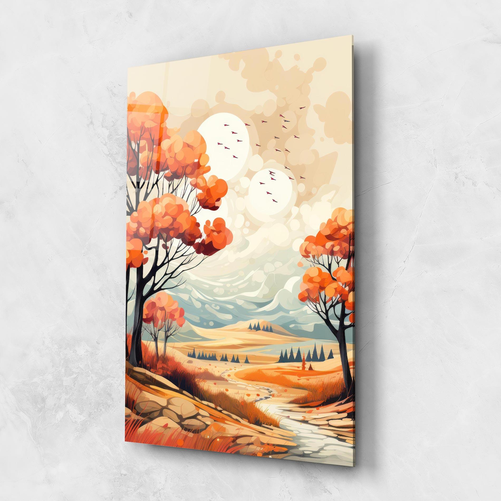 Tablou Sticla Autumn Tree Painting mockup 1