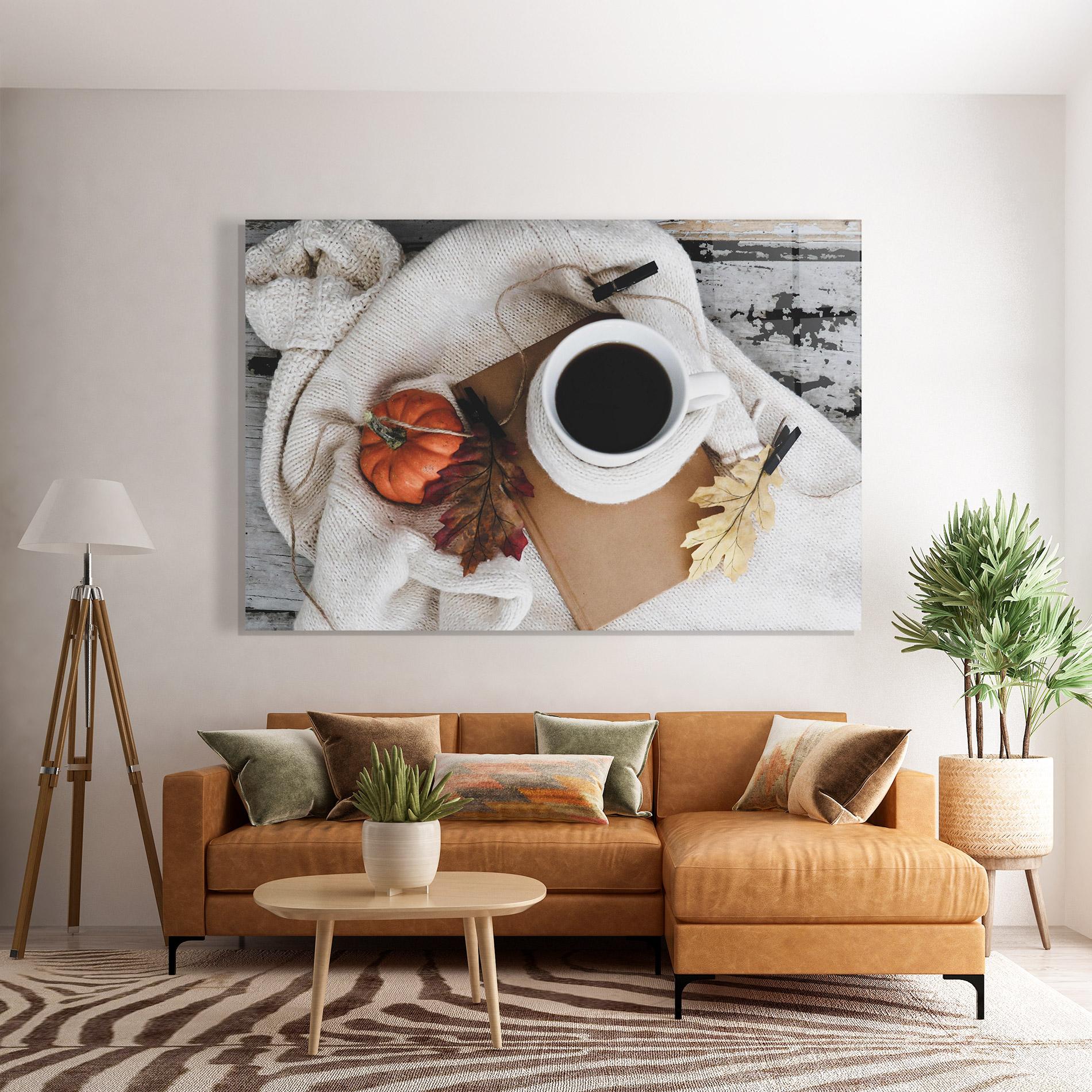 Tablou Sticla Autumn Coffee mockup 7