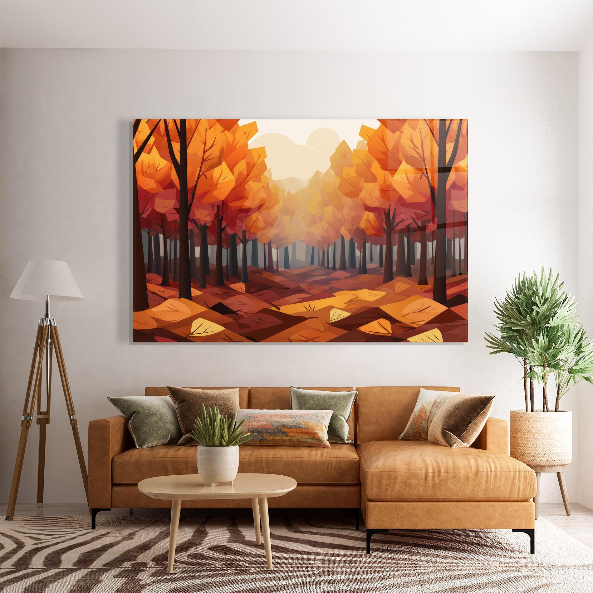 Tablou Sticla Autumn Forest View mockup 7