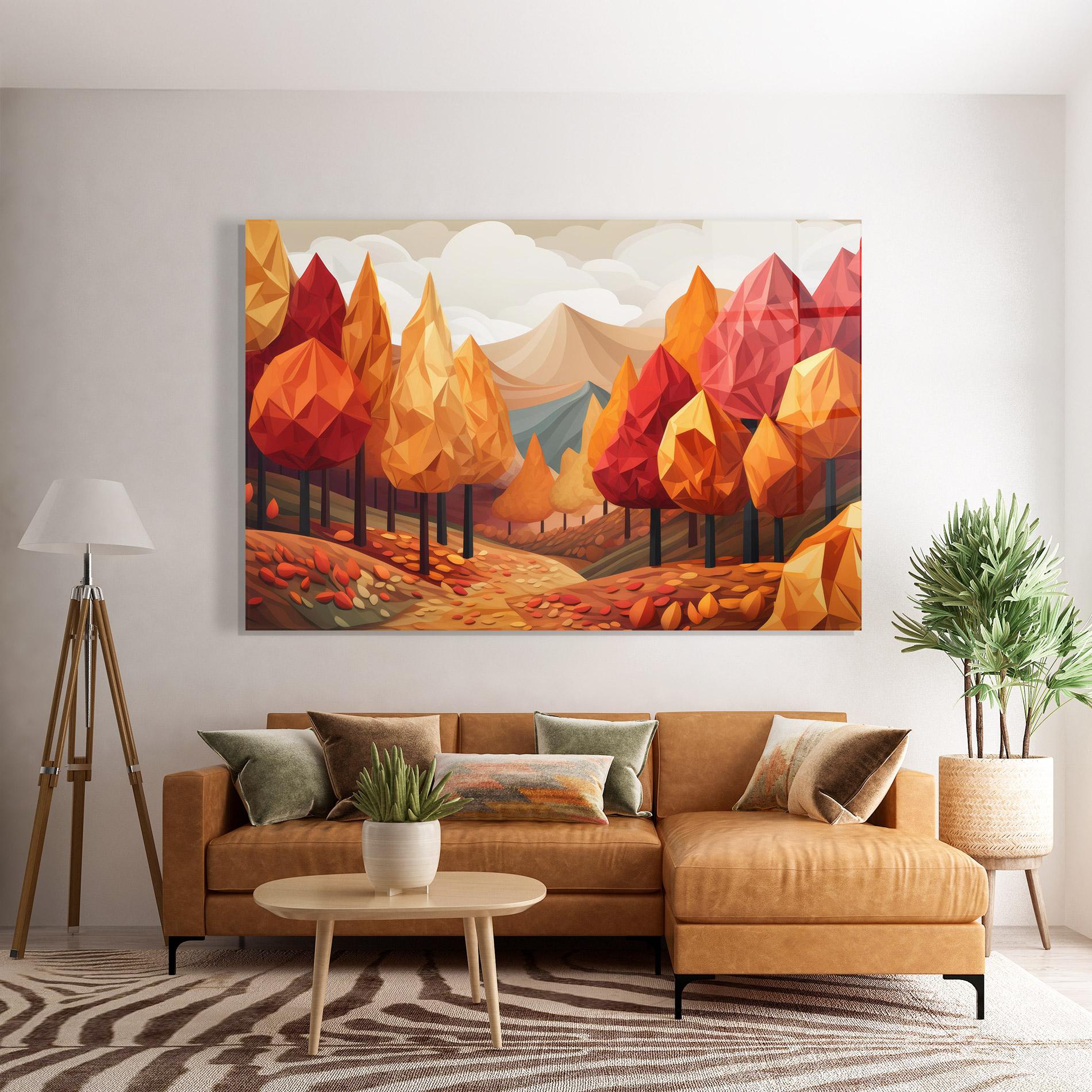 Tablou Sticla Colorful Trees Art mockup 7