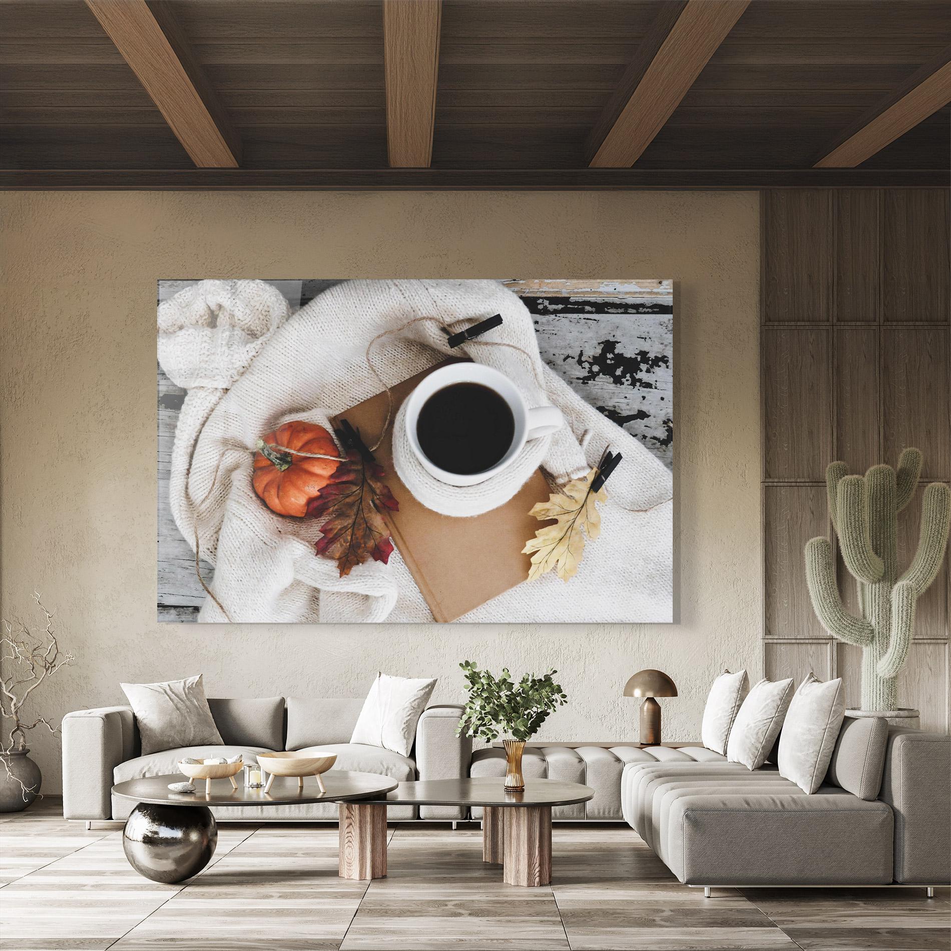 Tablou Sticla Autumn Coffee mockup 8