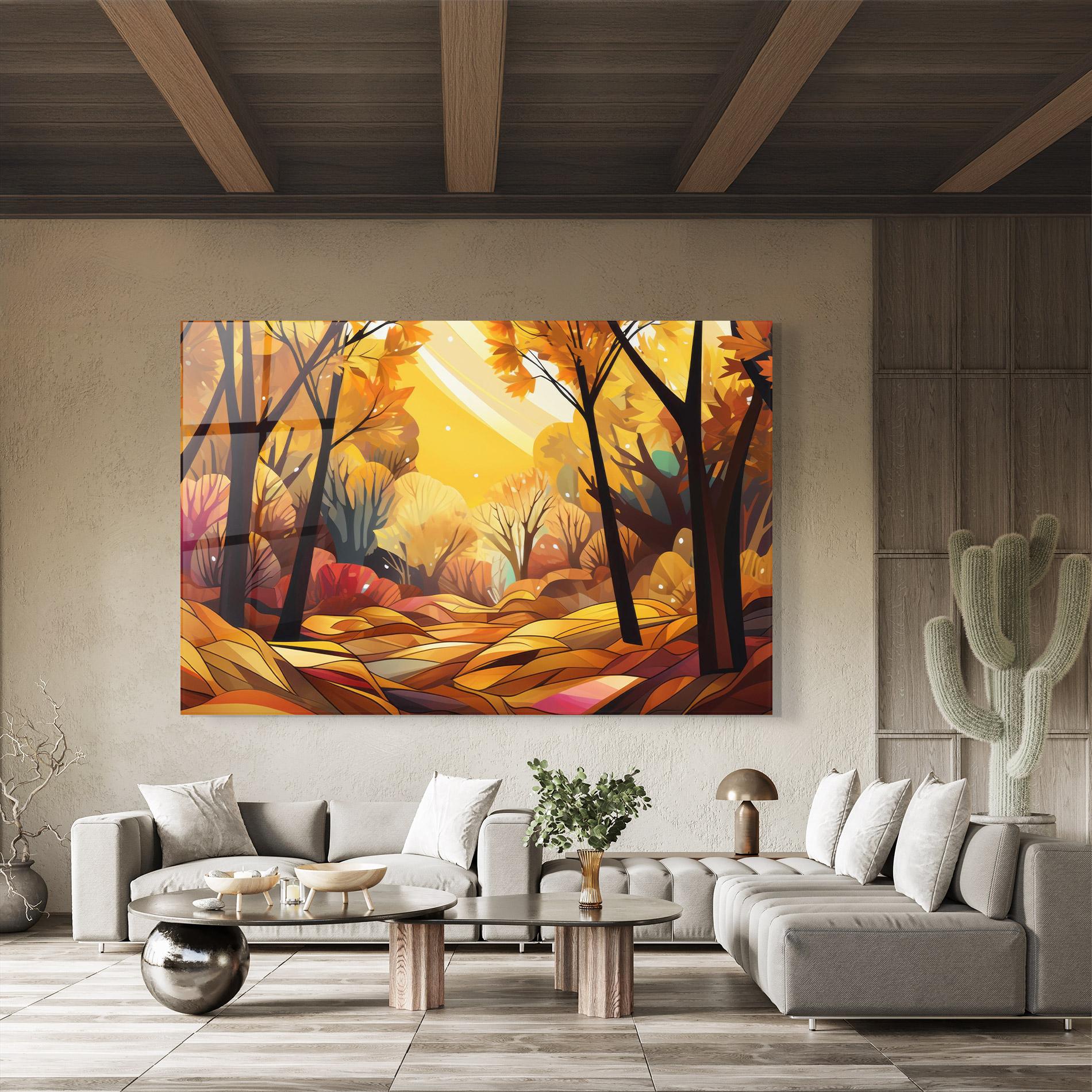 Tablou Sticla Autumn Forest Art mockup 8