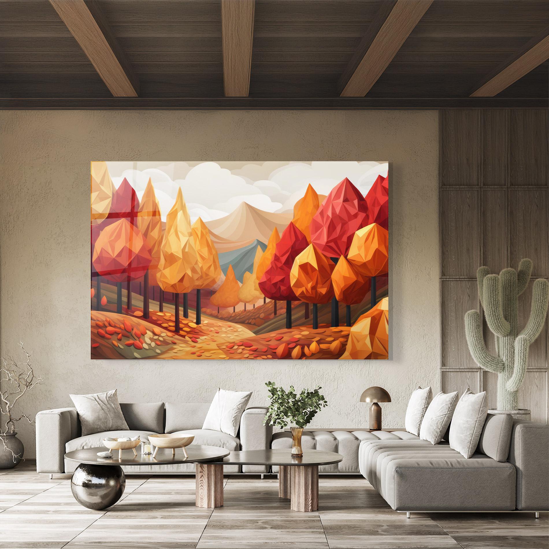 Tablou Sticla Colorful Trees Art mockup 8