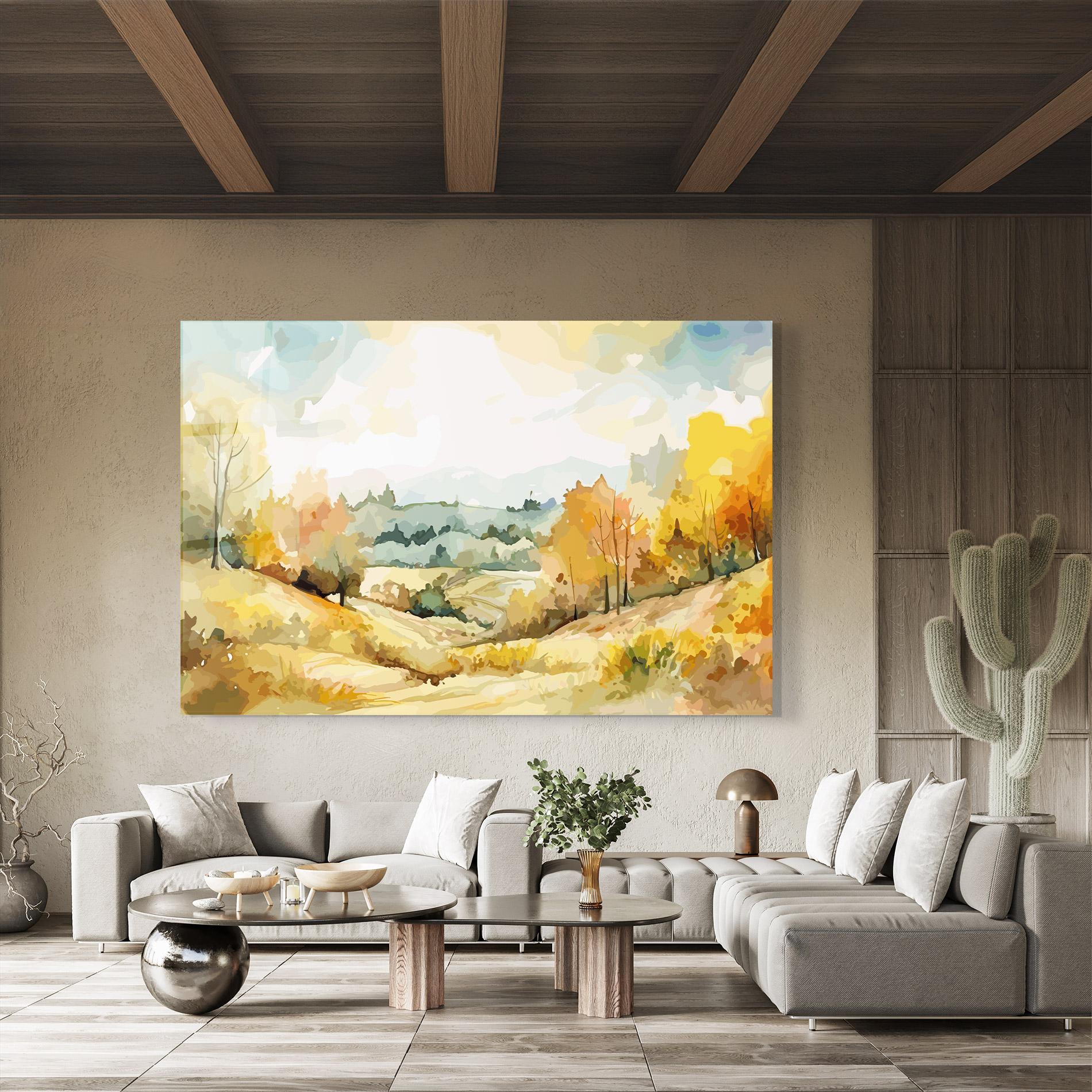 Tablou Sticla Green Yellow Autumn mockup 8