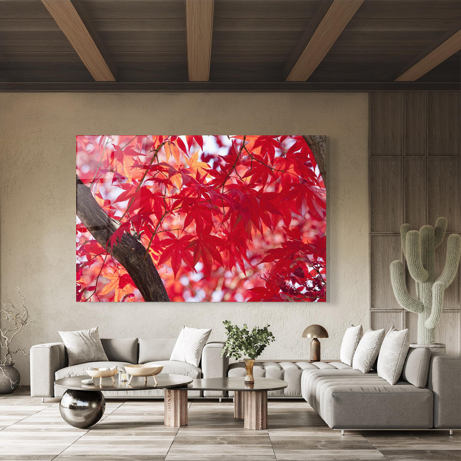Tablou Sticla Pretty Red Leaves mockup 8
