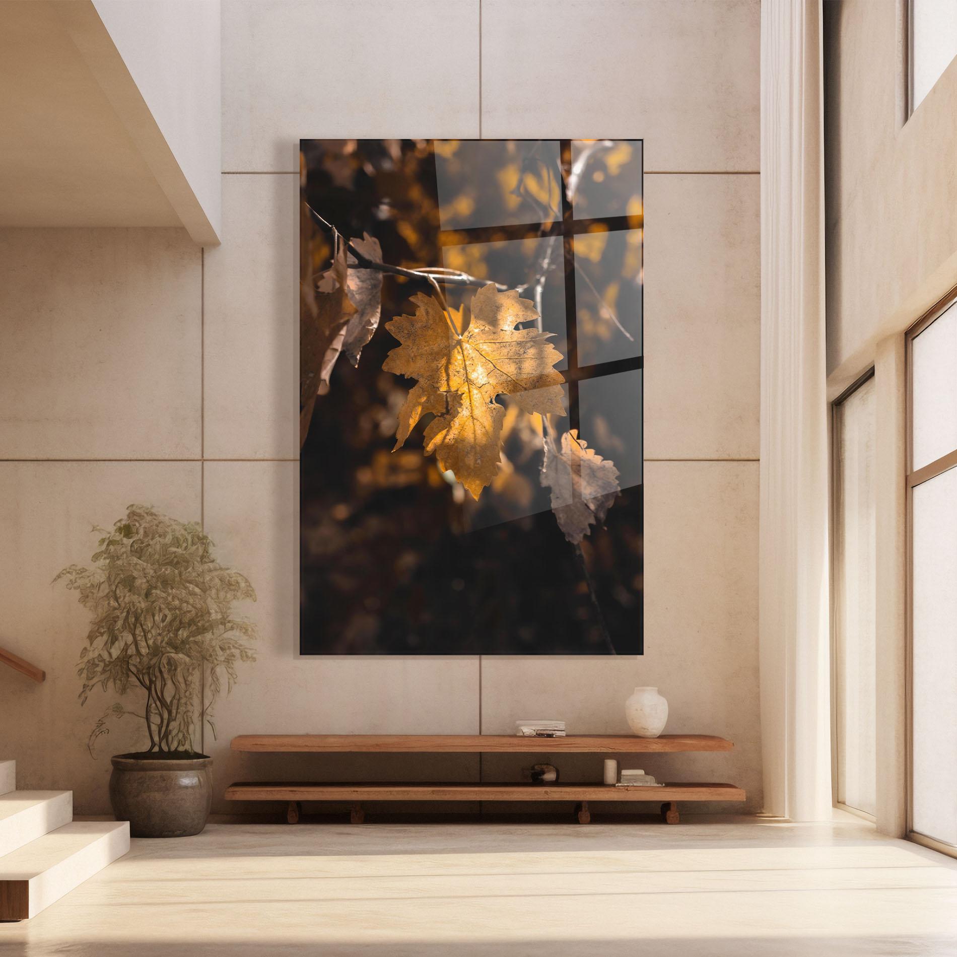 Tablou Sticla Autumn Brown Leaf mockup 8