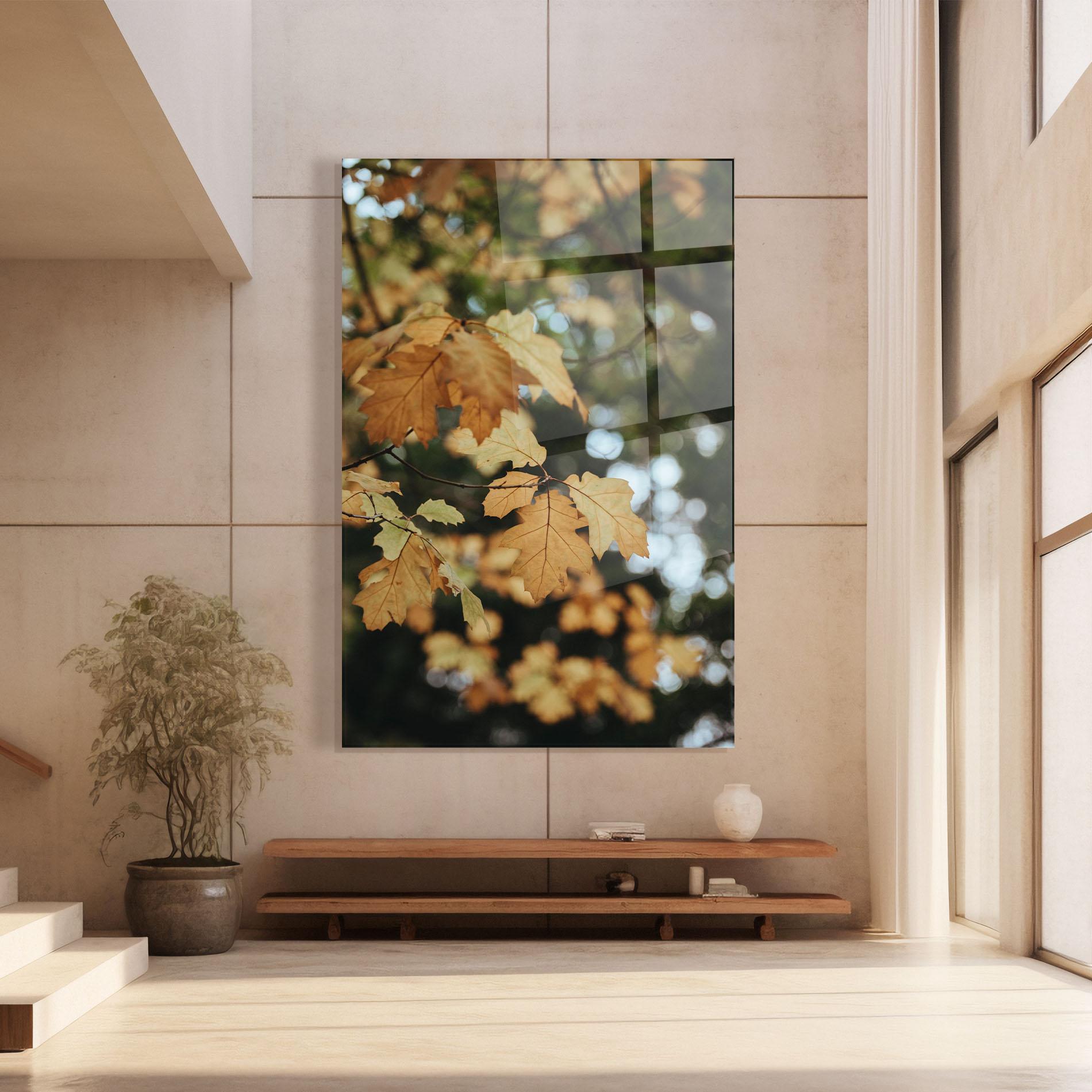 Tablou Sticla Brown Leaves mockup 8
