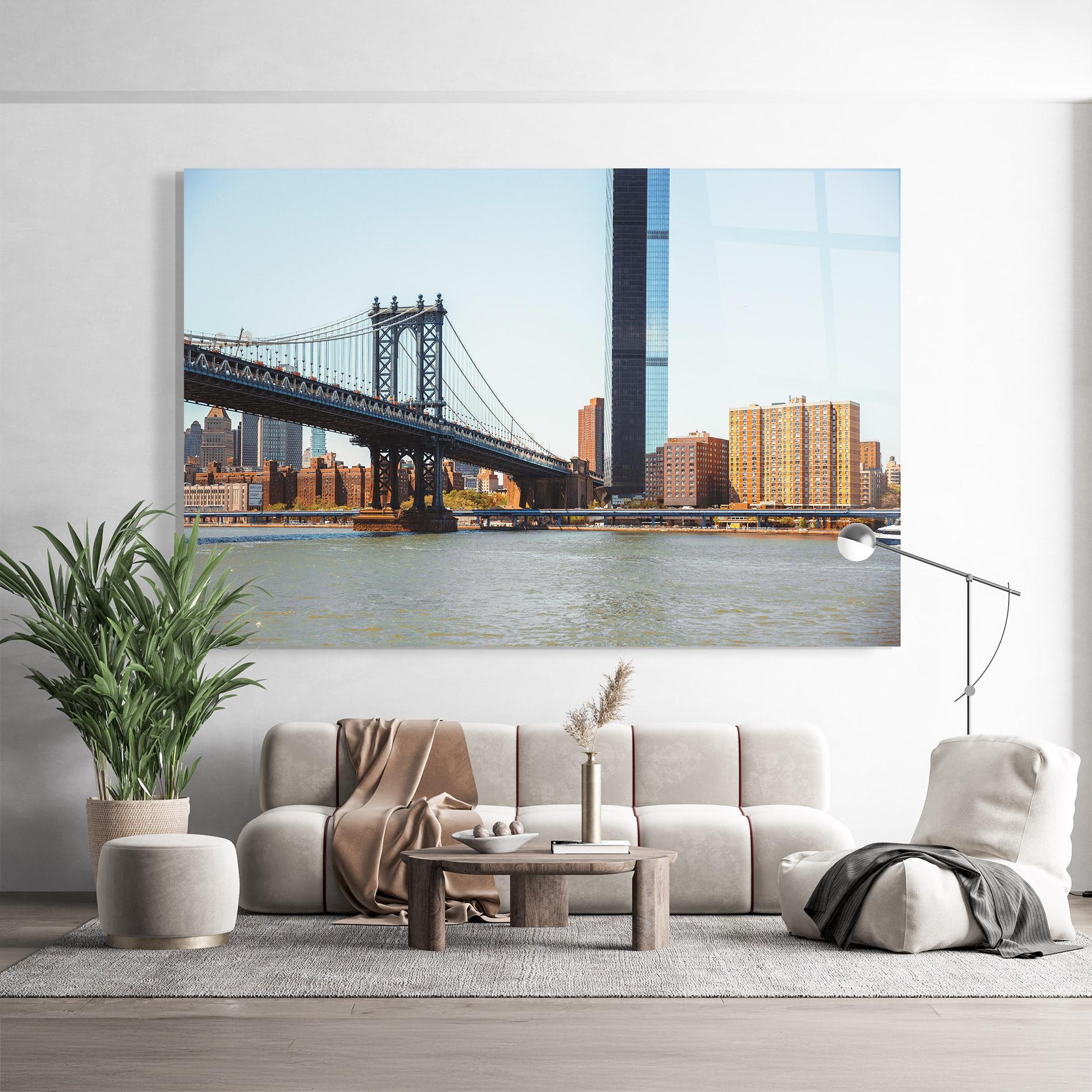 Tablou Sticla Big City Bridge mockup 9