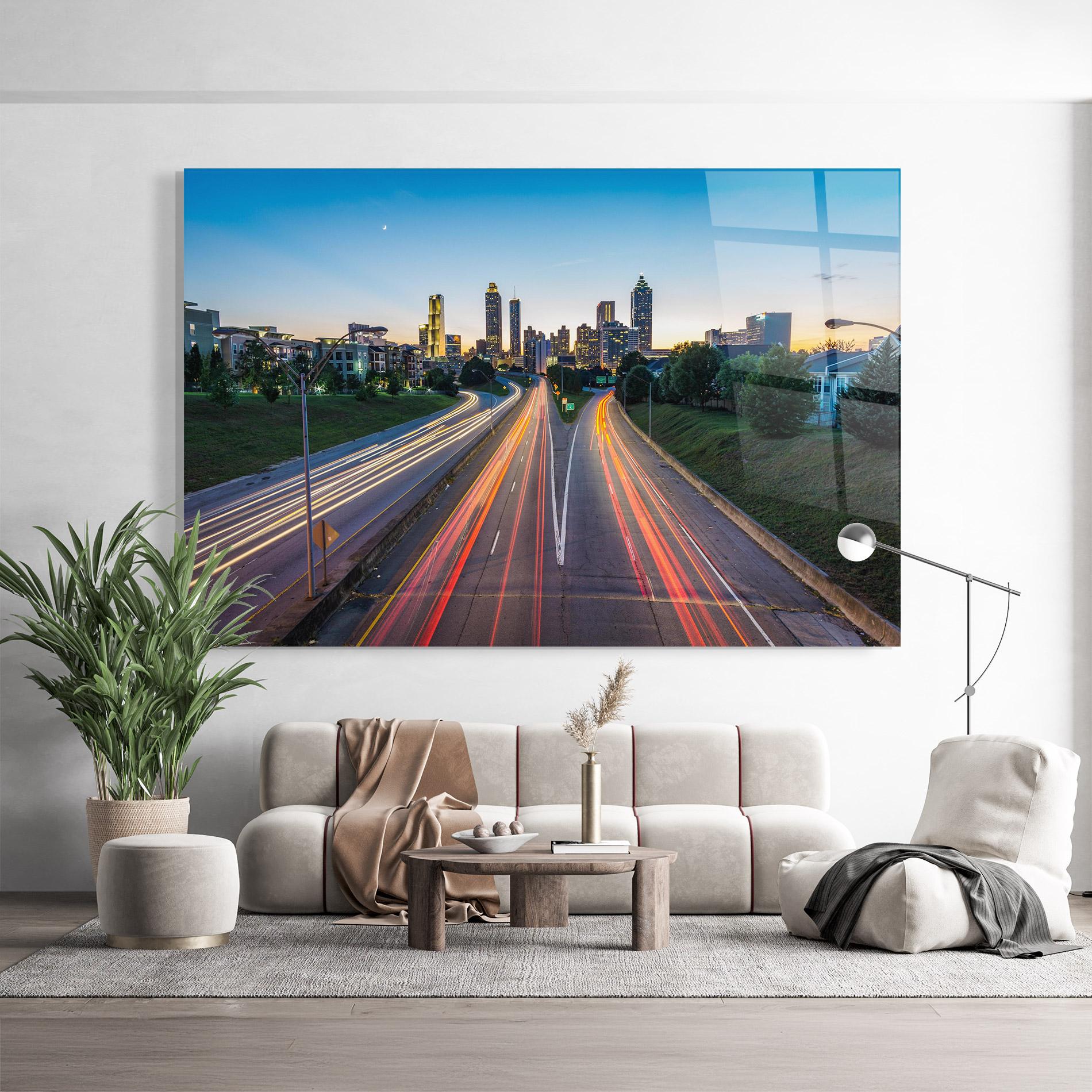 Tablou Sticla Car Lights City mockup 9