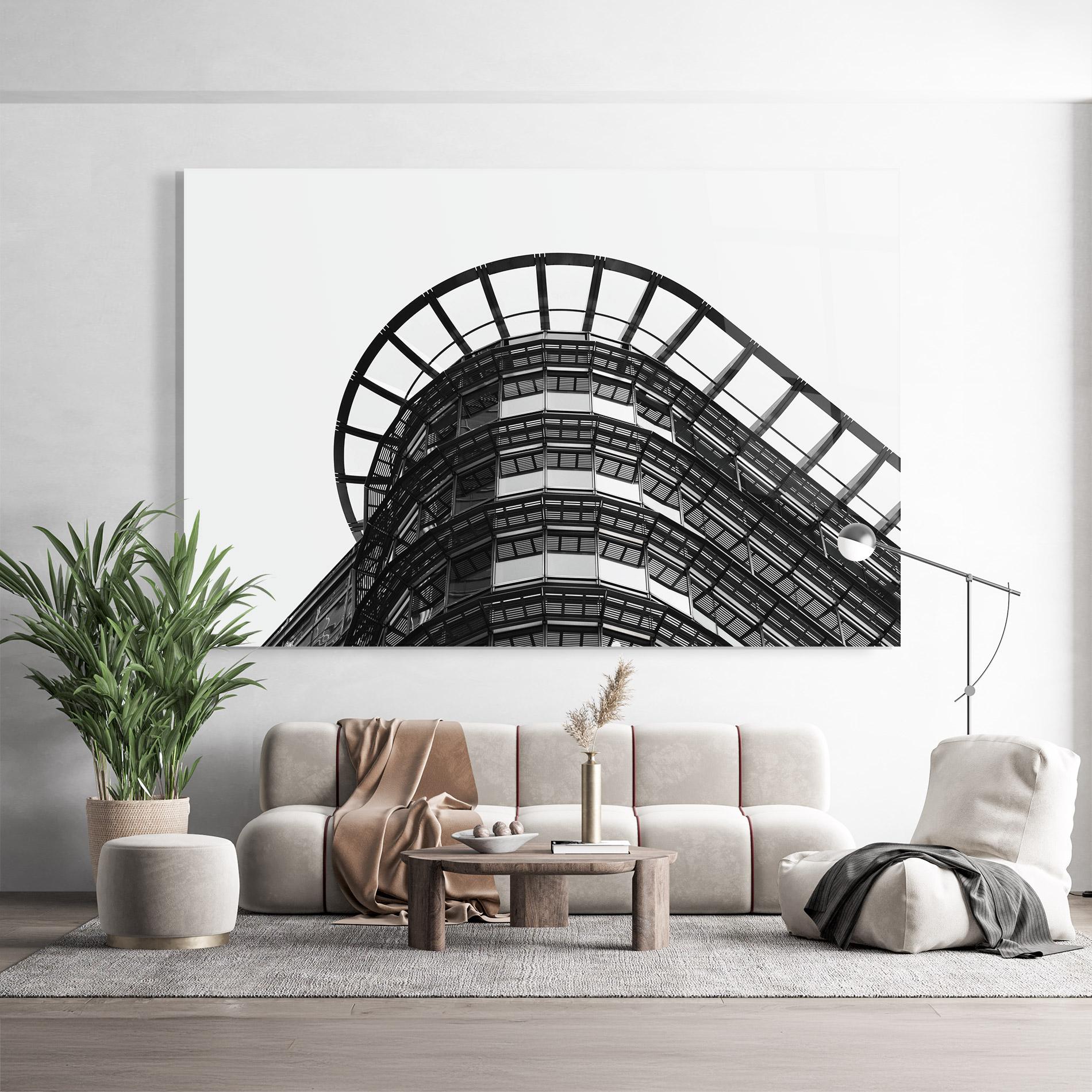 Tablou Sticla Circle Grey Tower mockup 9