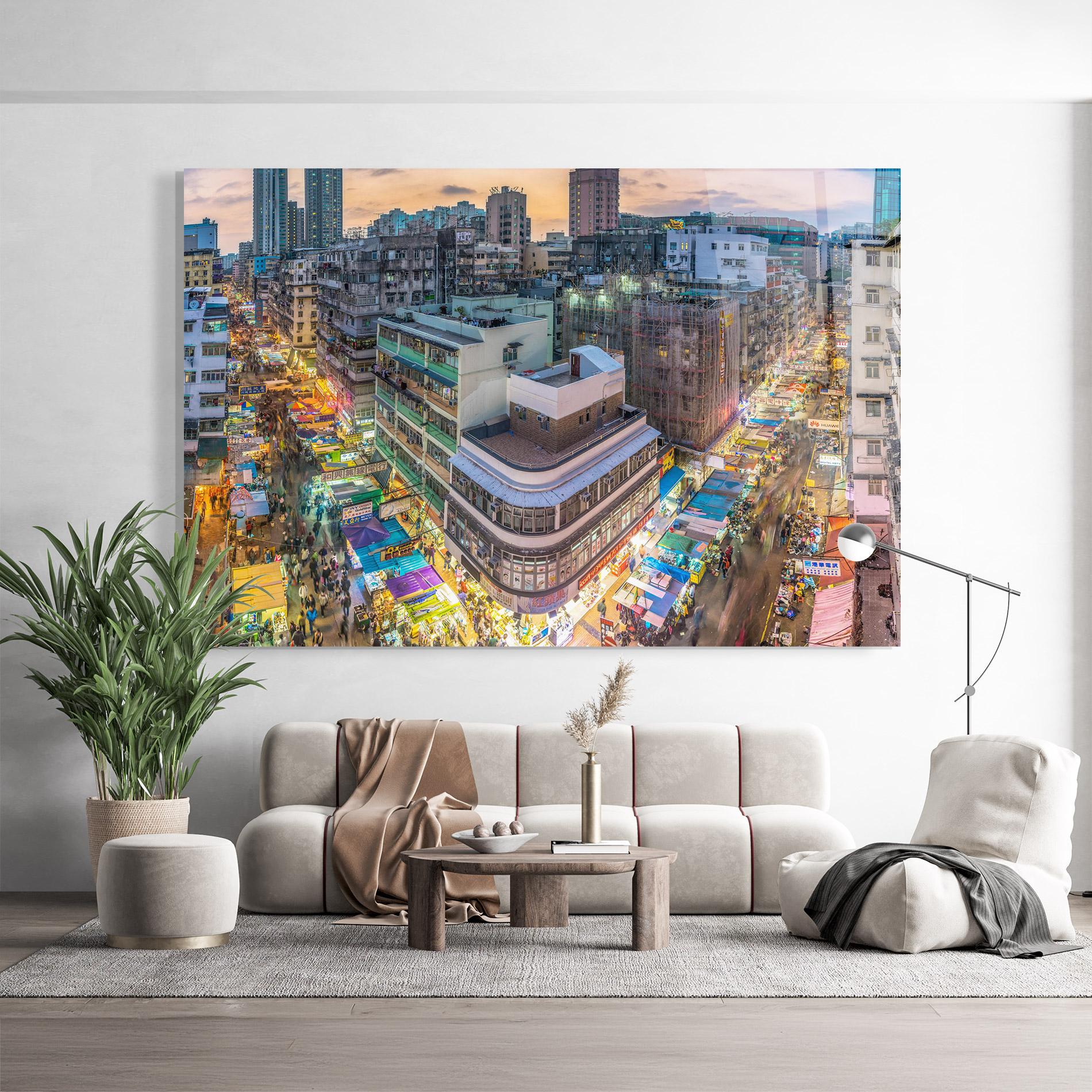 Tablou Sticla Colorful Building mockup 9