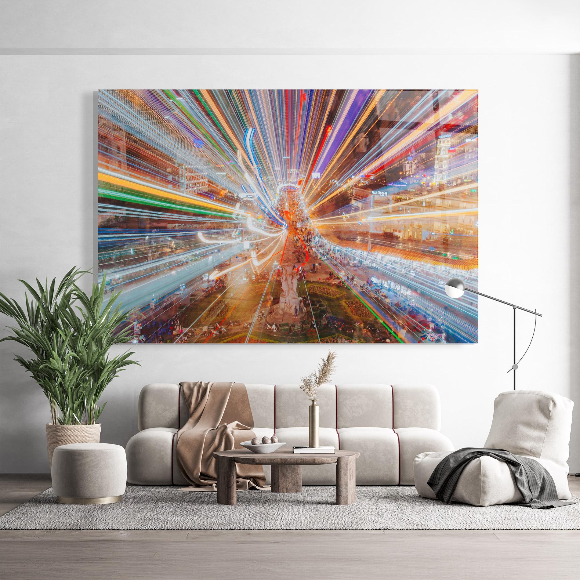 Tablou Sticla Colorful Light City mockup 9