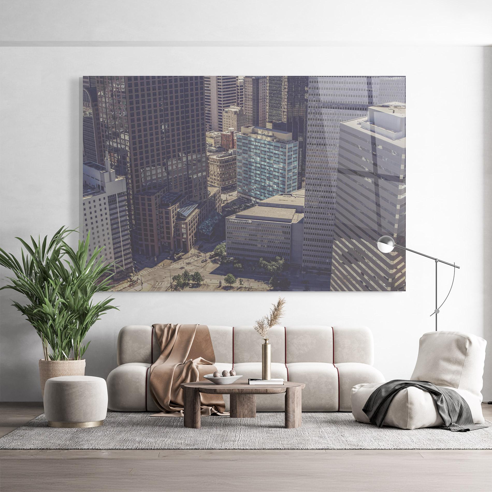 Tablou Sticla Cream Light Building mockup 9