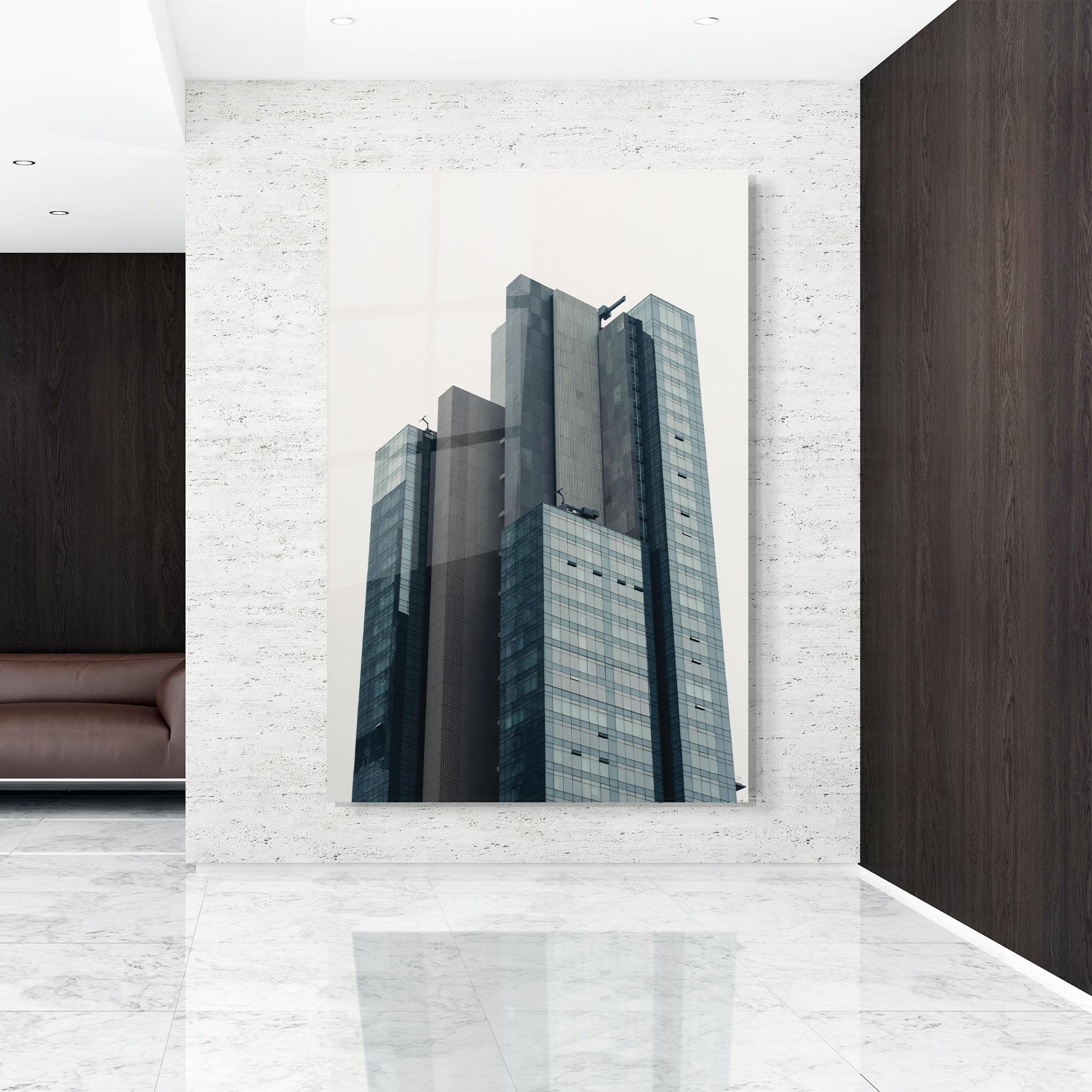 Tablou Sticla Blue High Building mockup 9