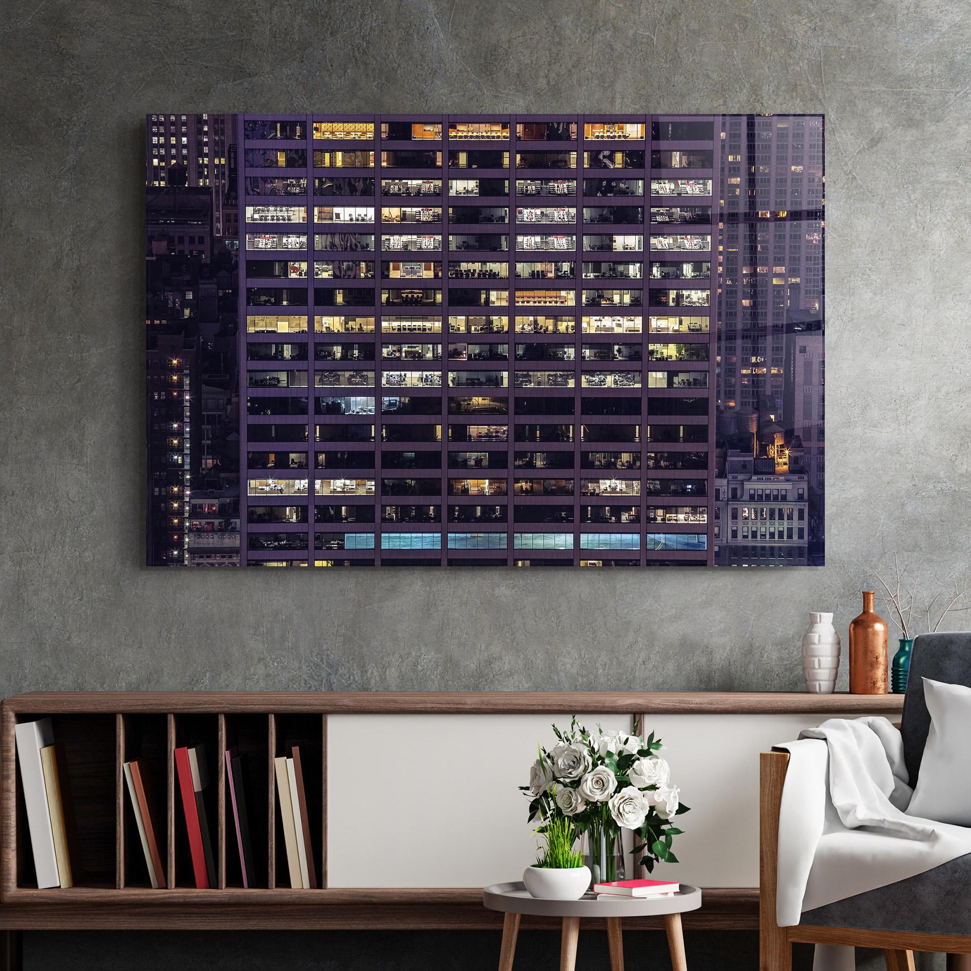 Tablou Sticla Building Lights mockup 2