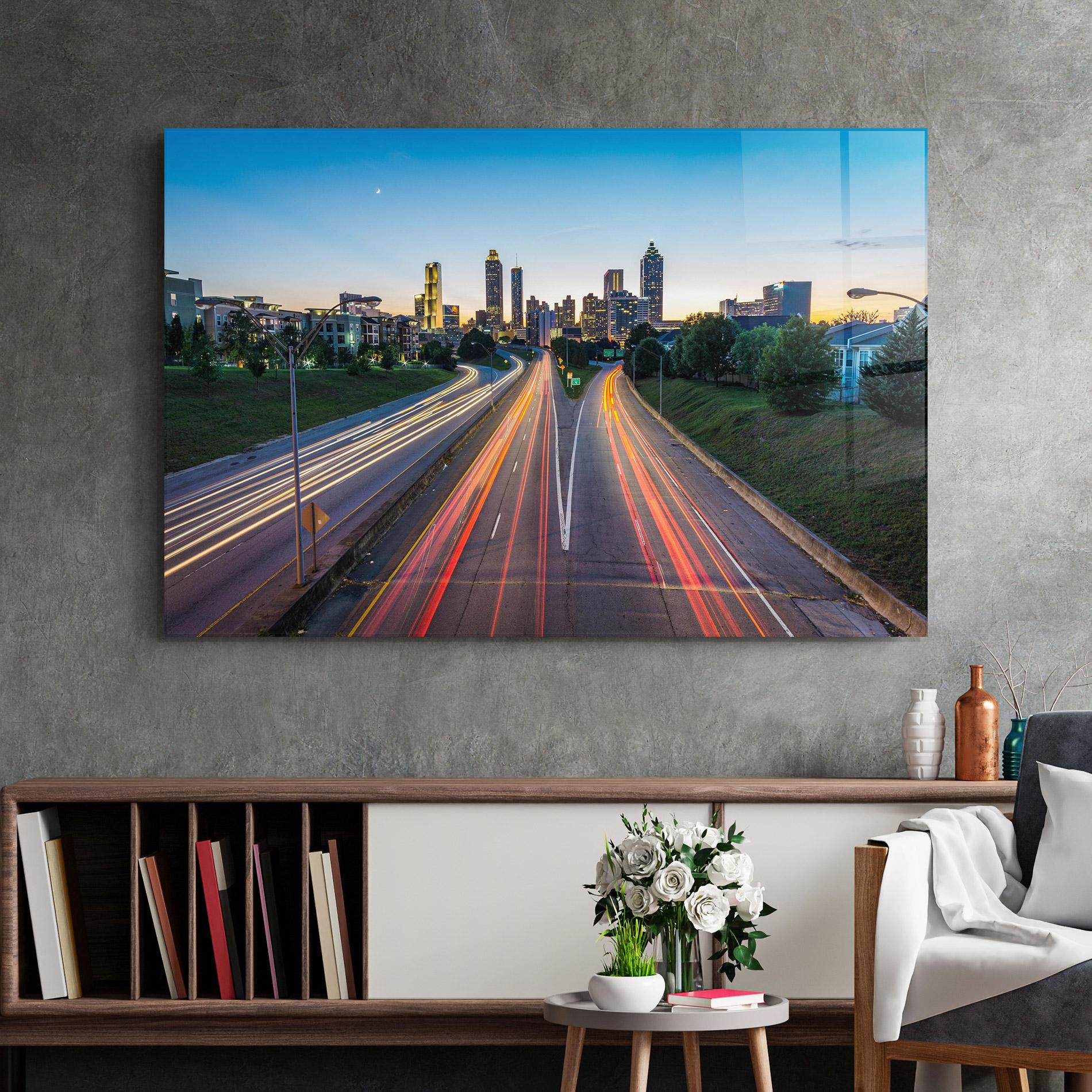 Tablou Sticla Car Lights City mockup 2