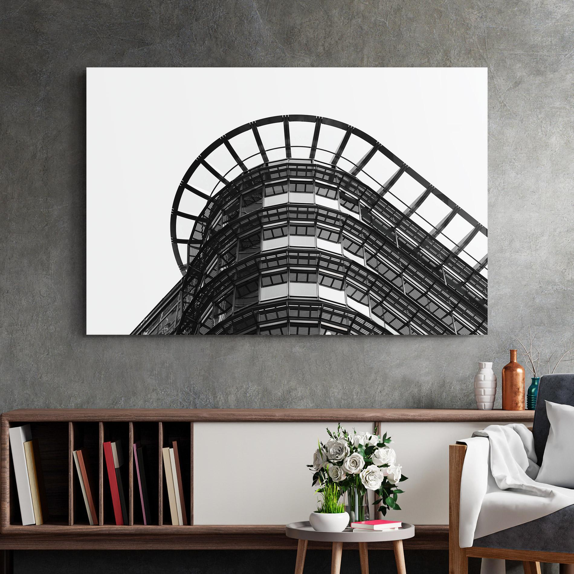 Tablou Sticla Circle Grey Tower mockup 2