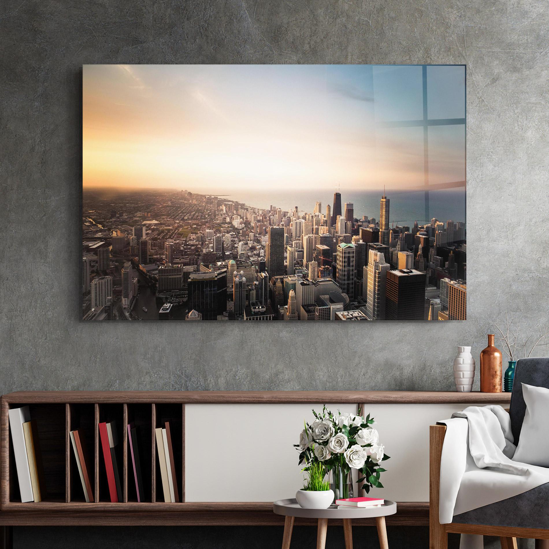 Tablou Sticla City Buildings mockup 2