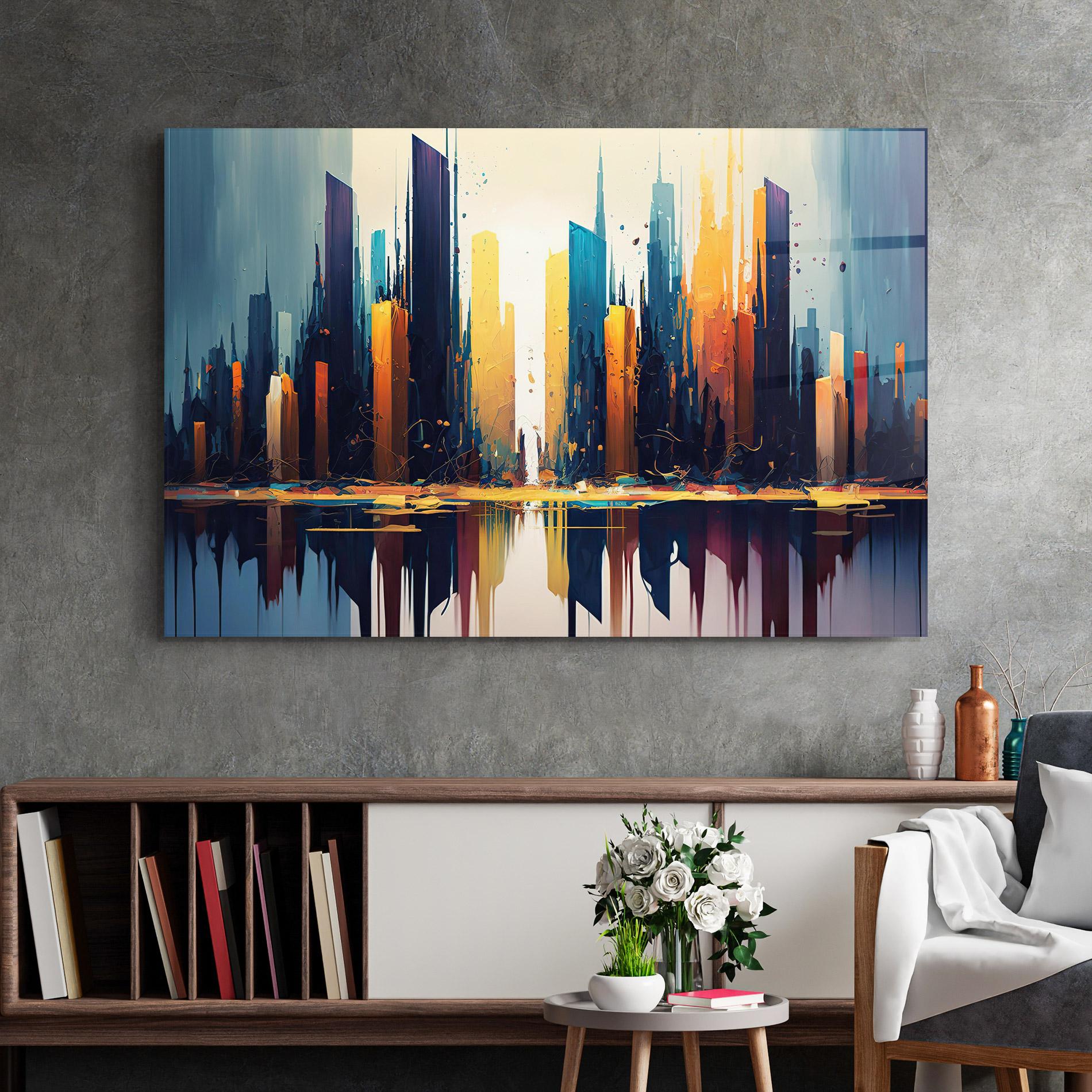 Tablou Sticla City Pain Art mockup 2