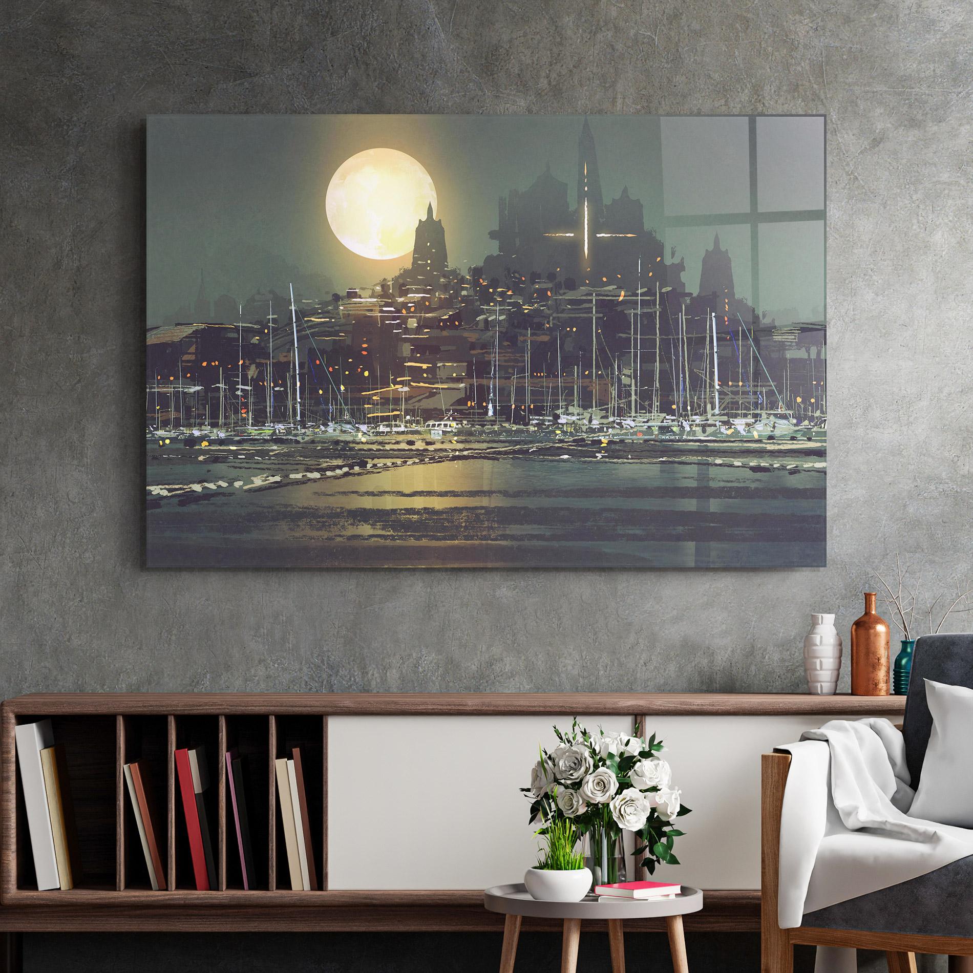 Tablou Sticla City Port mockup 2