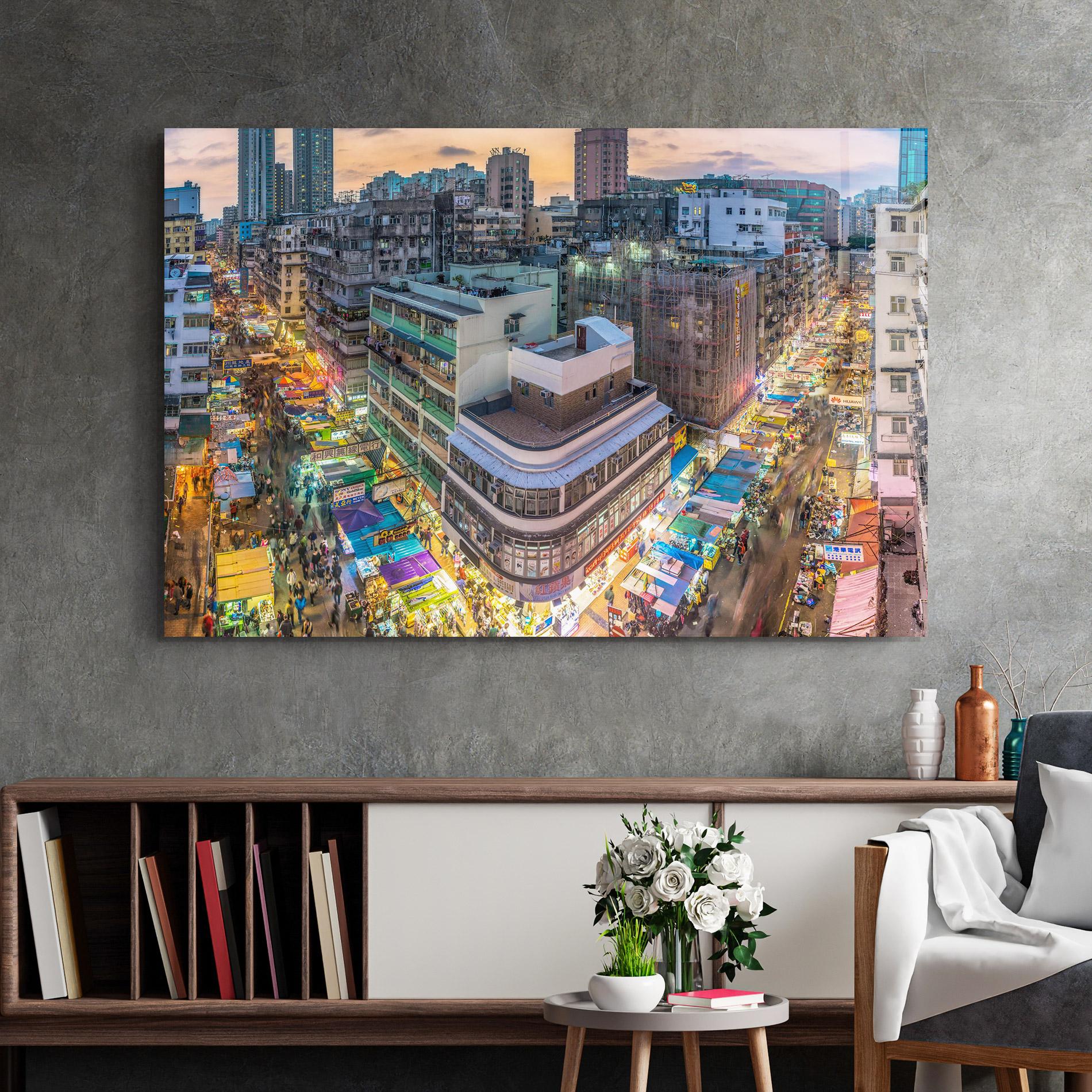 Tablou Sticla Colorful Building mockup 2