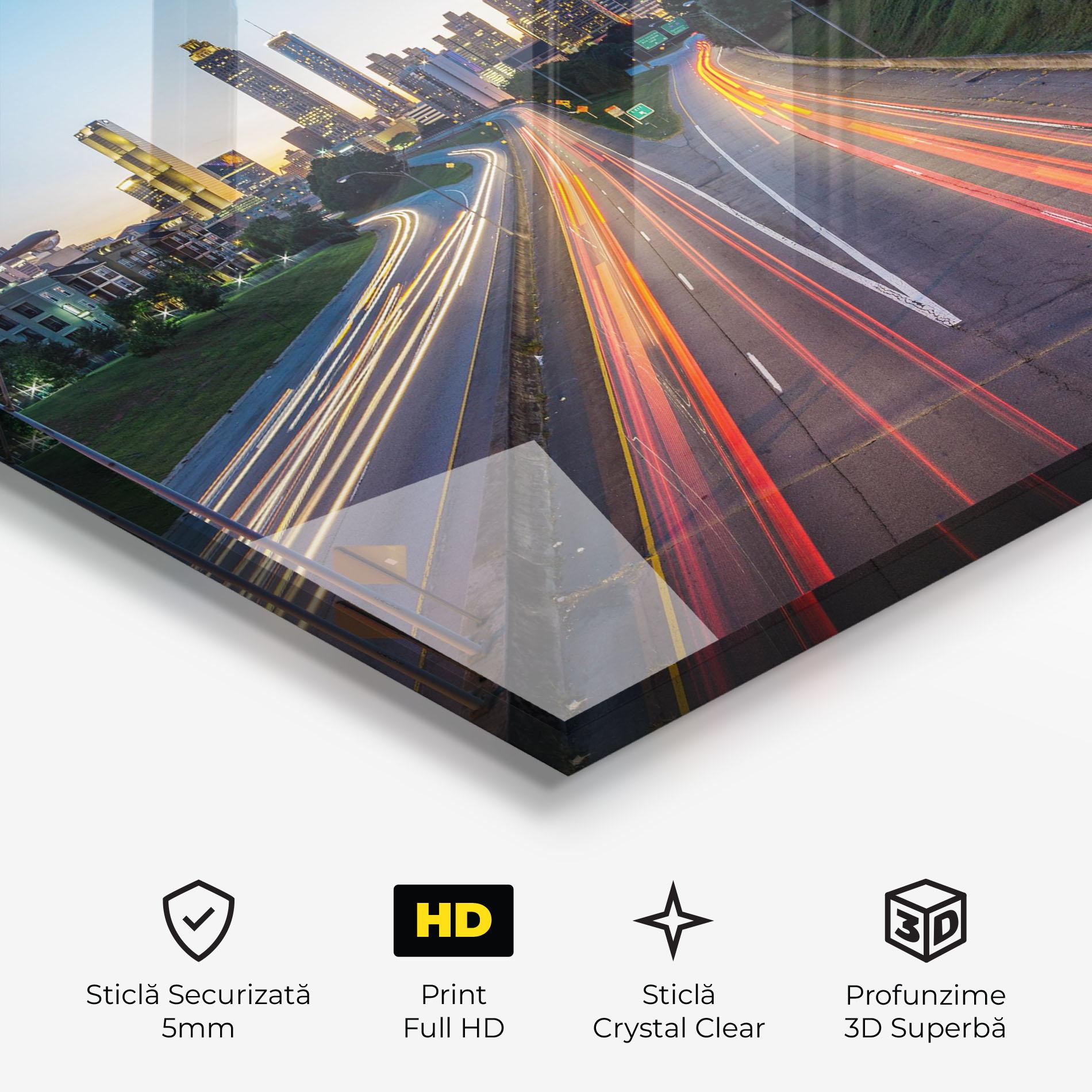 Tablou Sticla Car Lights City mockup 3