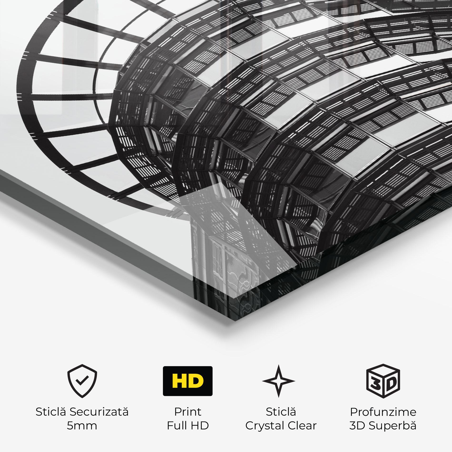 Tablou Sticla Circle Grey Tower mockup 3