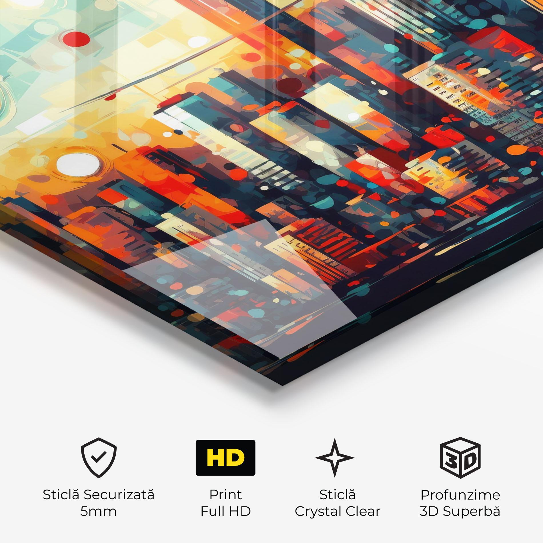 Tablou Sticla Colorful City Painting mockup 3